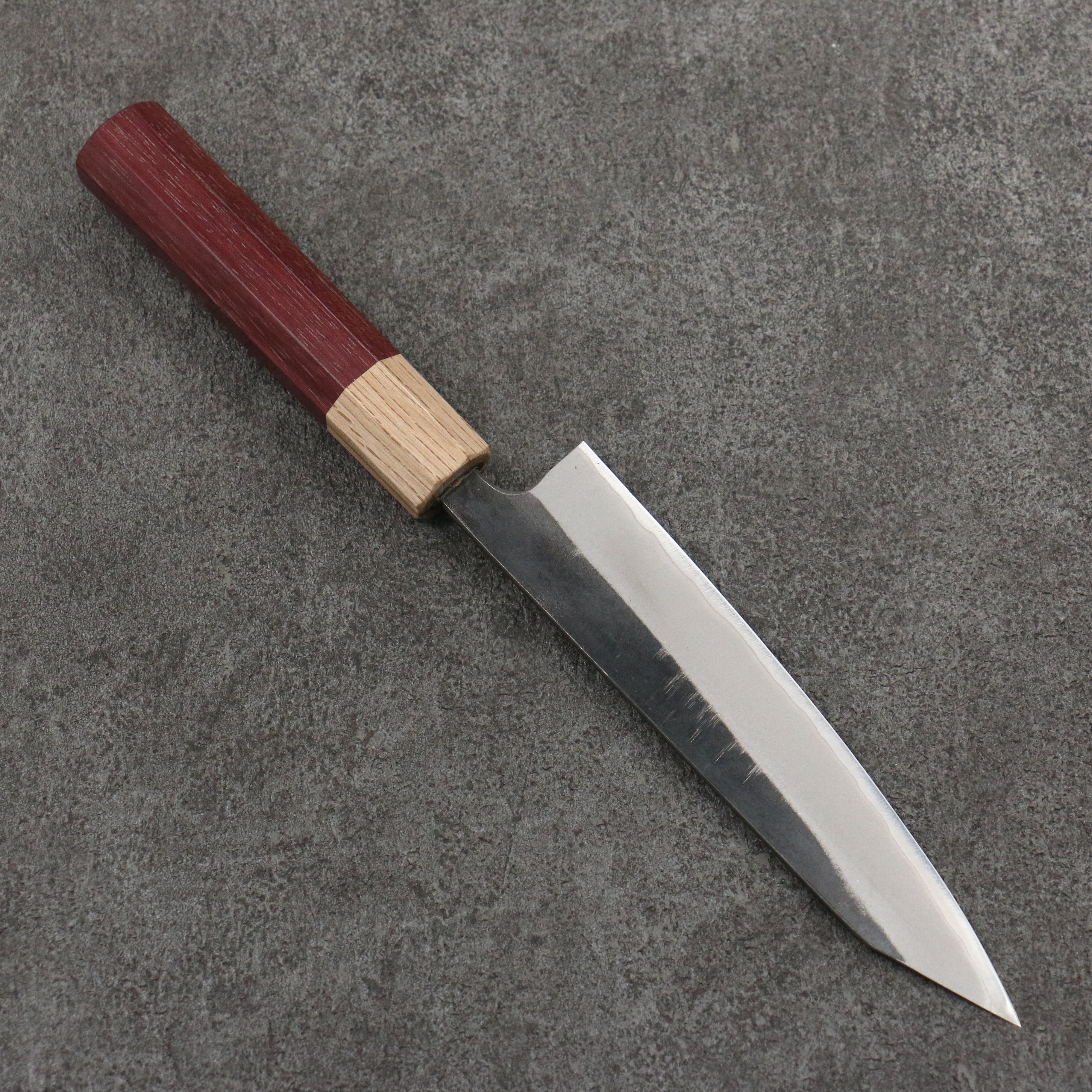 Seisuke Blue Steel No.2 Black Finished Kiritsuke Petty-Utility 150mm Purpleheart (Ferrule: Oak) Handle - Japanny - Best Japanese Knife