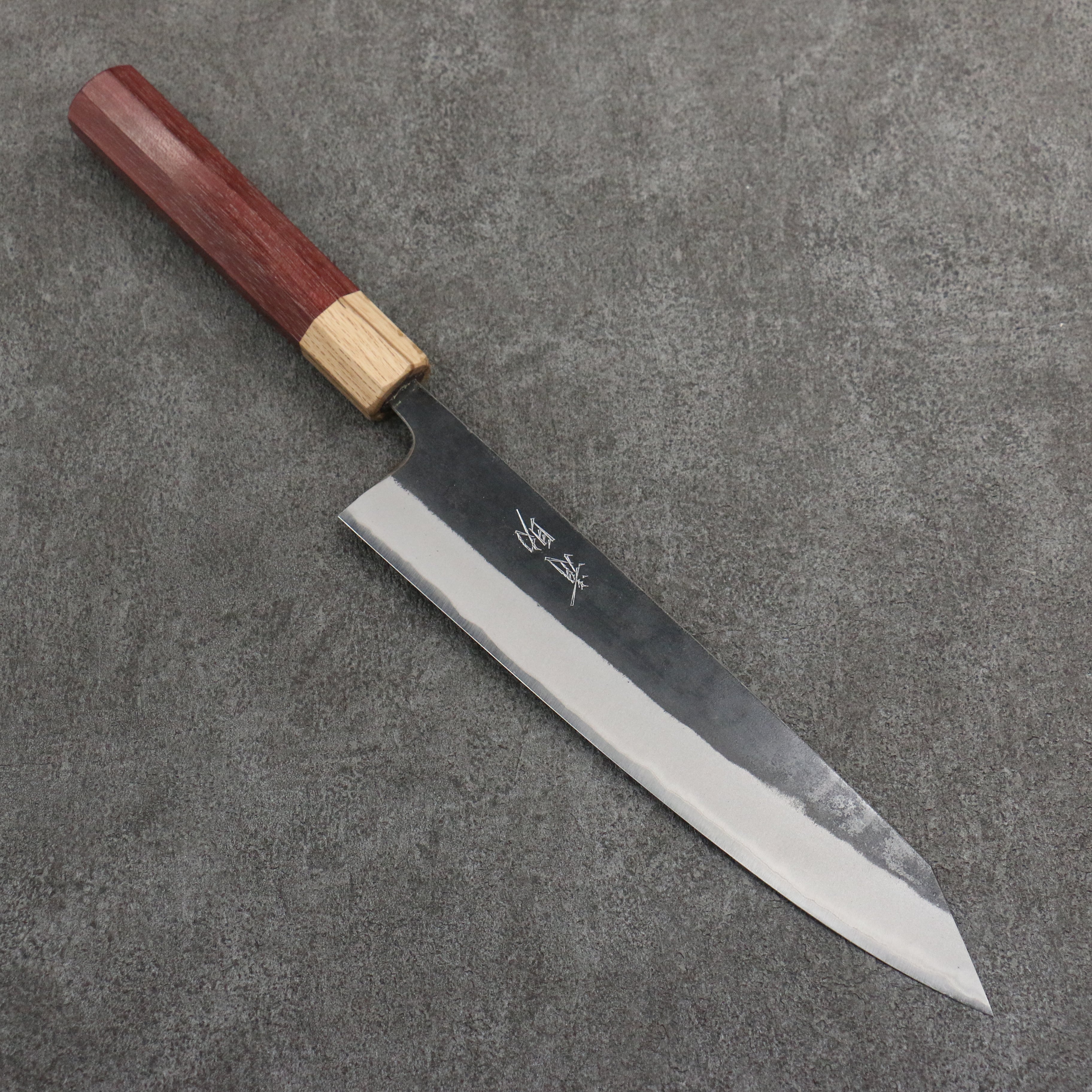 Seisuke Blue Steel No.2 Black Finished Kiritsuke Gyuto 240mm Purpleheart (Ferrule: Oak) Handle - Japanny - Best Japanese Knife