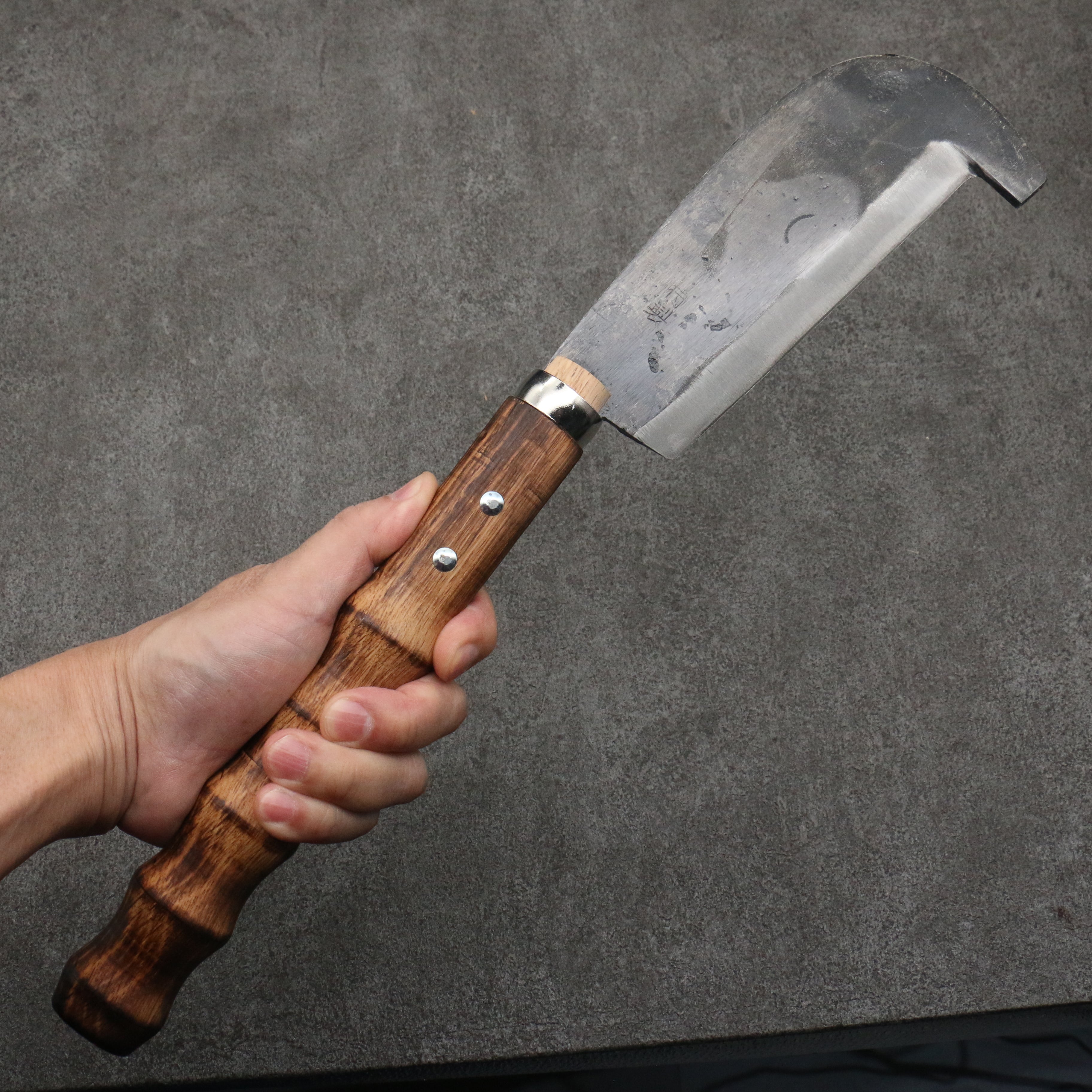 Sakai Takayuki Carbon steel Black Finished Machete (With guard) Natural wood Handle 140mm - Japanny - Best Japanese Knife