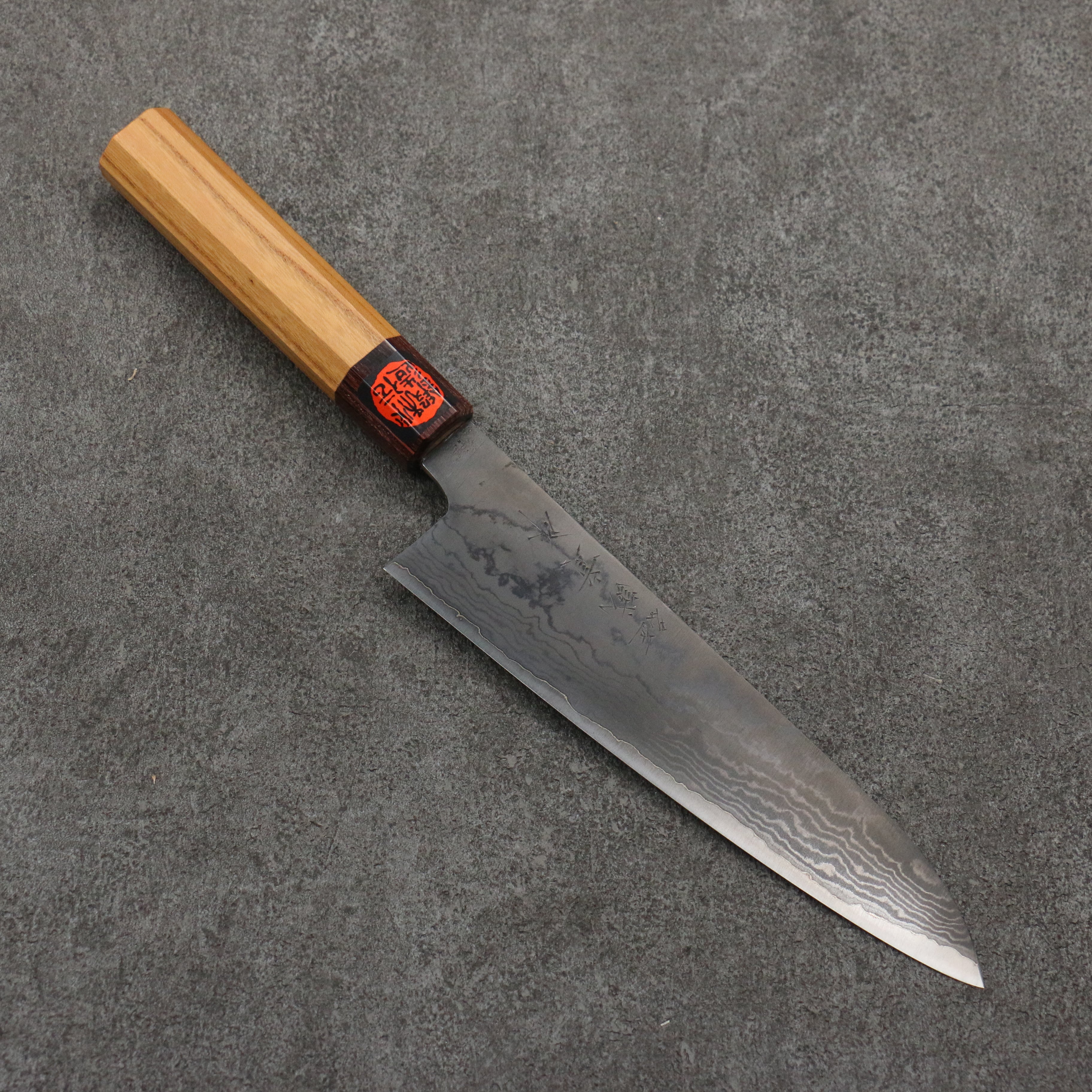 Shigeki Tanaka VG10 Damascus black dye Gyuto 210mm Keyaki (Japanese Elm) Handle - Japanny - Best Japanese Knife