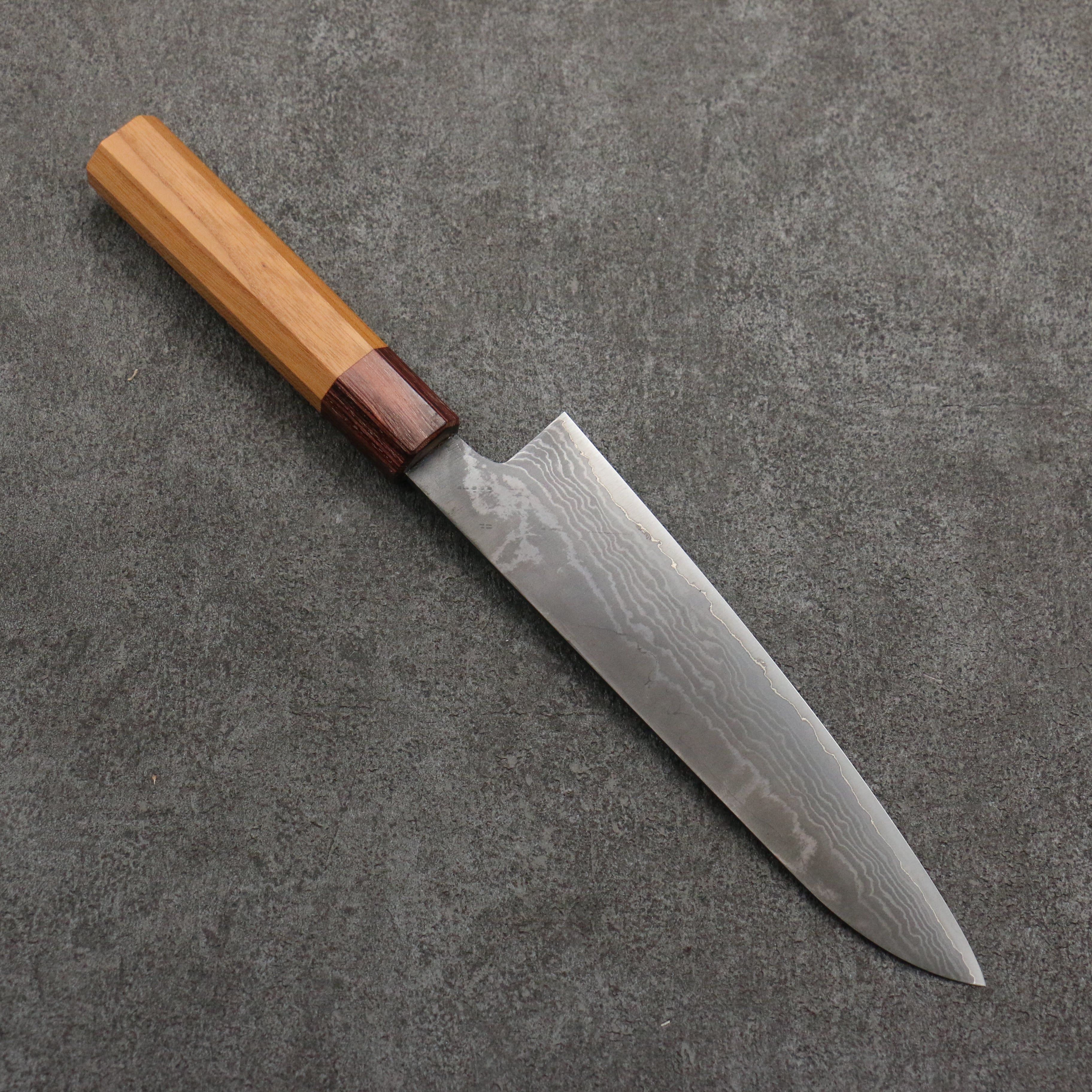 Shigeki Tanaka VG10 Damascus black dye Gyuto 210mm Keyaki (Japanese Elm) Handle - Japanny - Best Japanese Knife