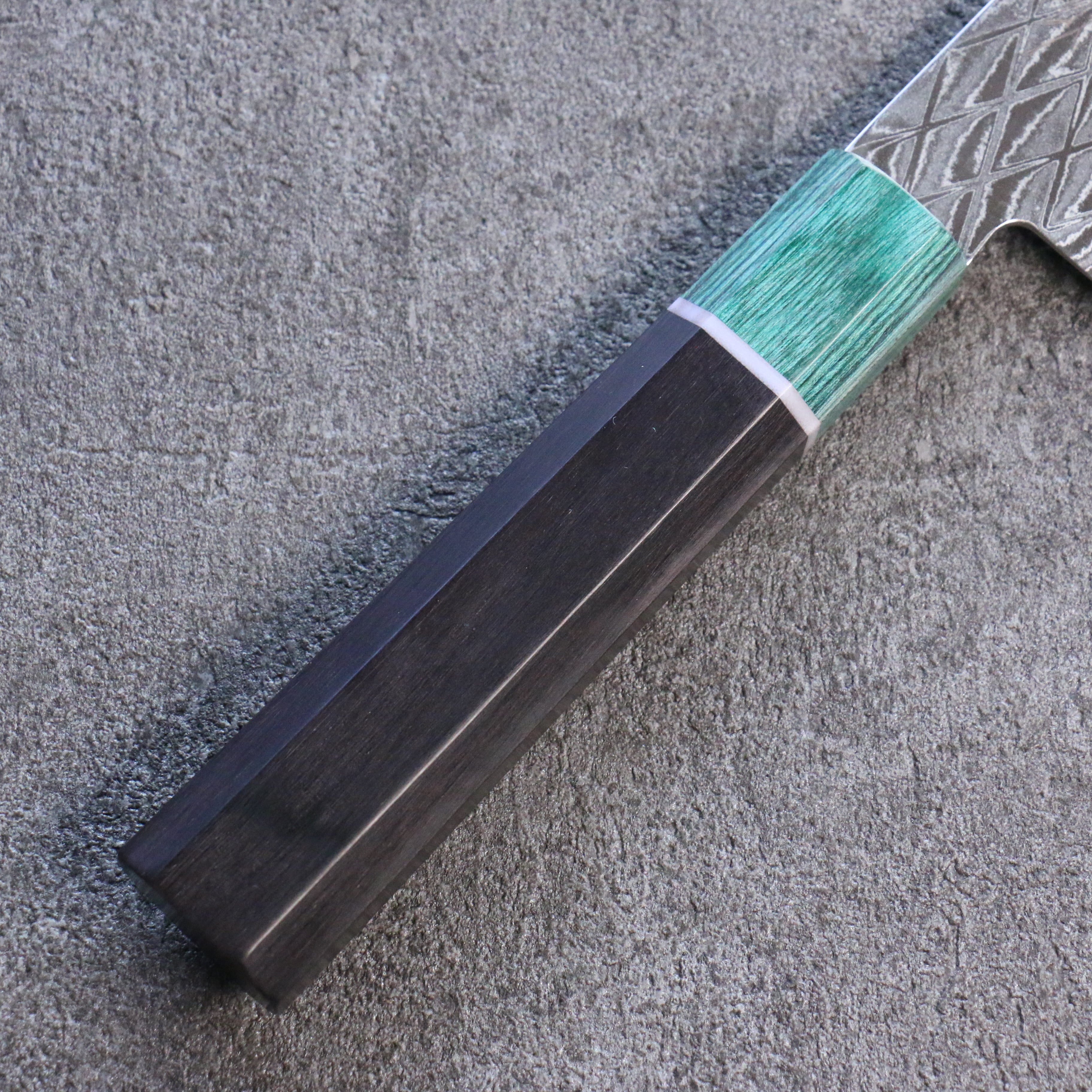 Seisuke AUS10 Mirror Crossed Santoku 180mm Black Pakka wood(ferrule: Green Pakka wood) Handle - Japanny - Best Japanese Knife