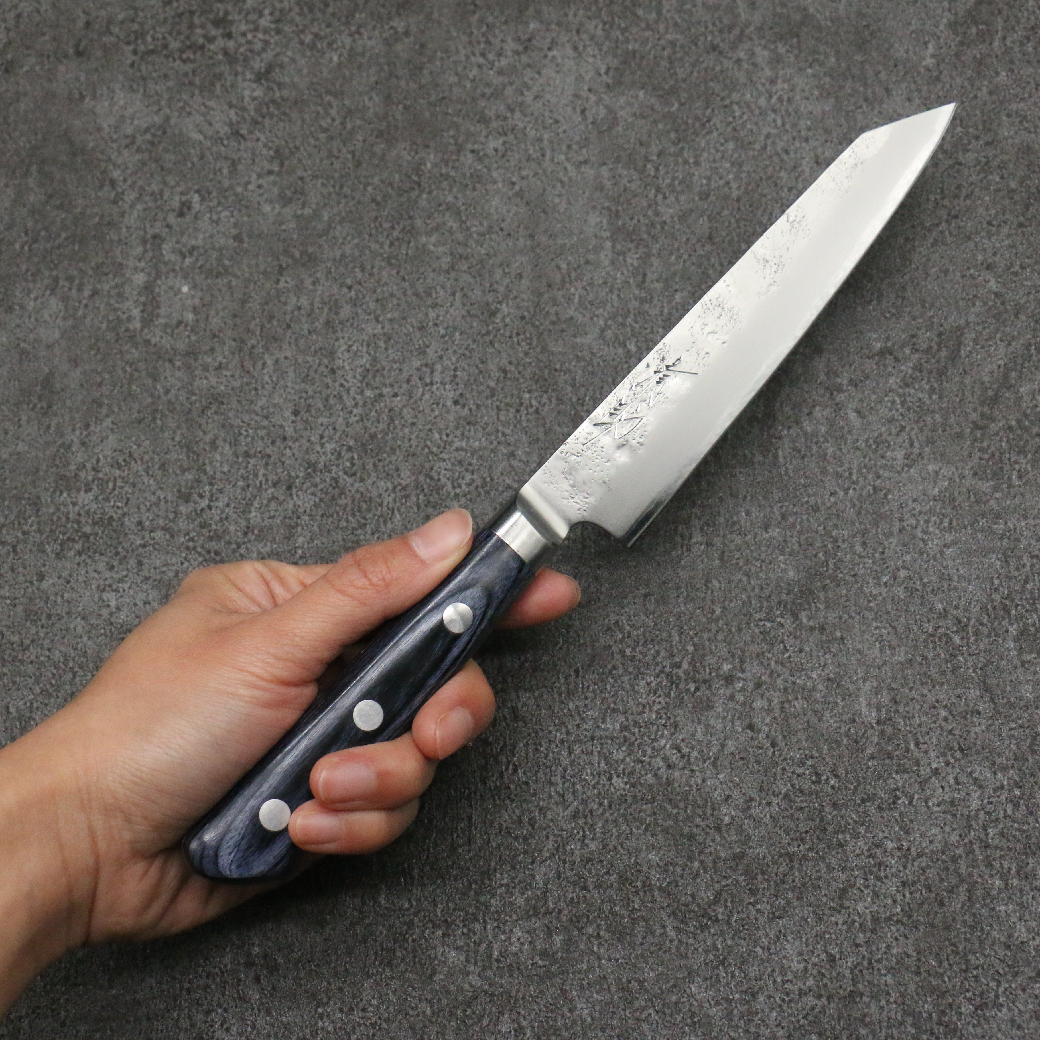 Seisuke Blue Steel No.2 Nashiji Kiritsuke Petty-Utility 145mm Navy blue Pakka wood Handle - Japanny - Best Japanese Knife