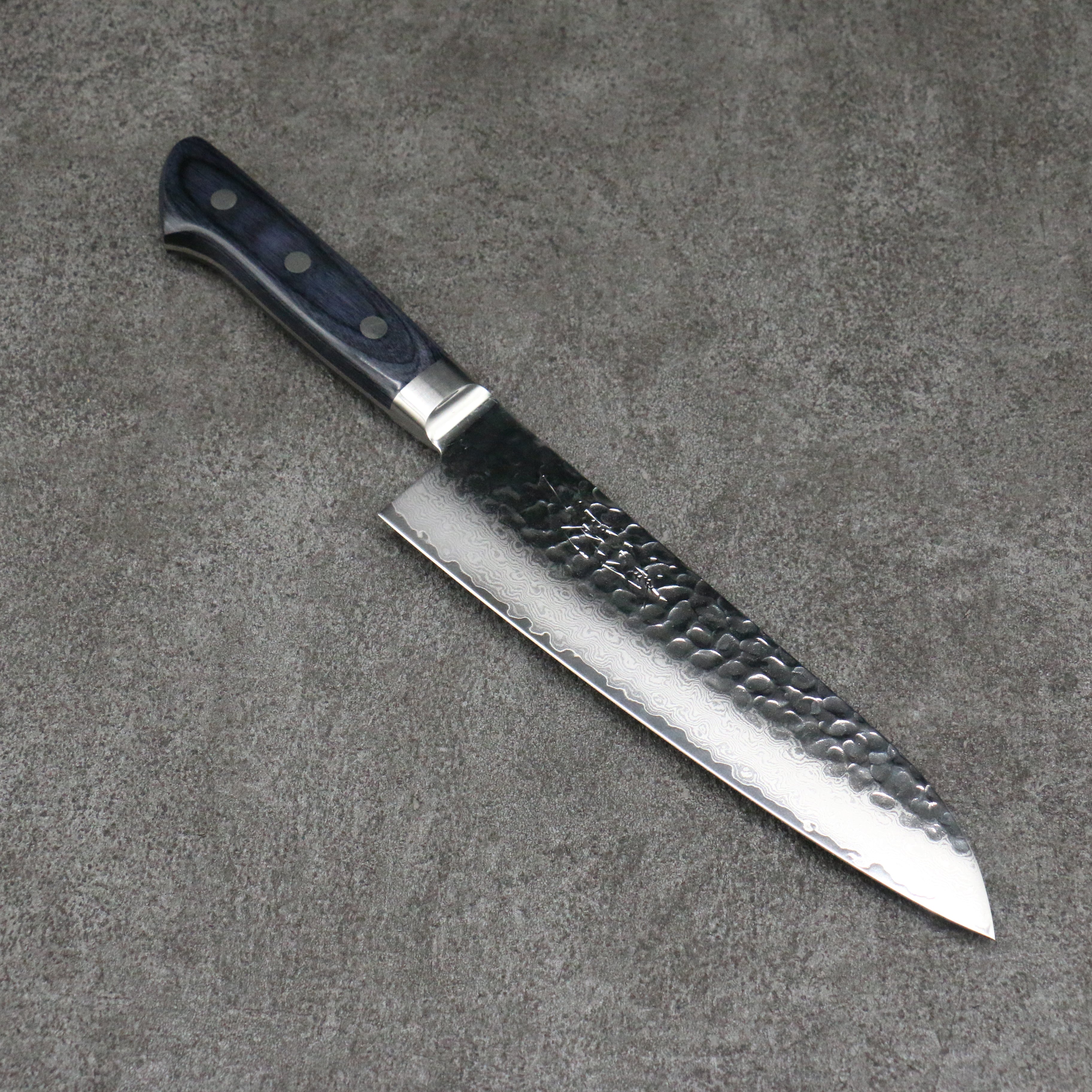 Seisuke Seiun VG10 33 Layer Damascus Santoku 180mm Navy blue Pakka wood Handle - Japanny - Best Japanese Knife