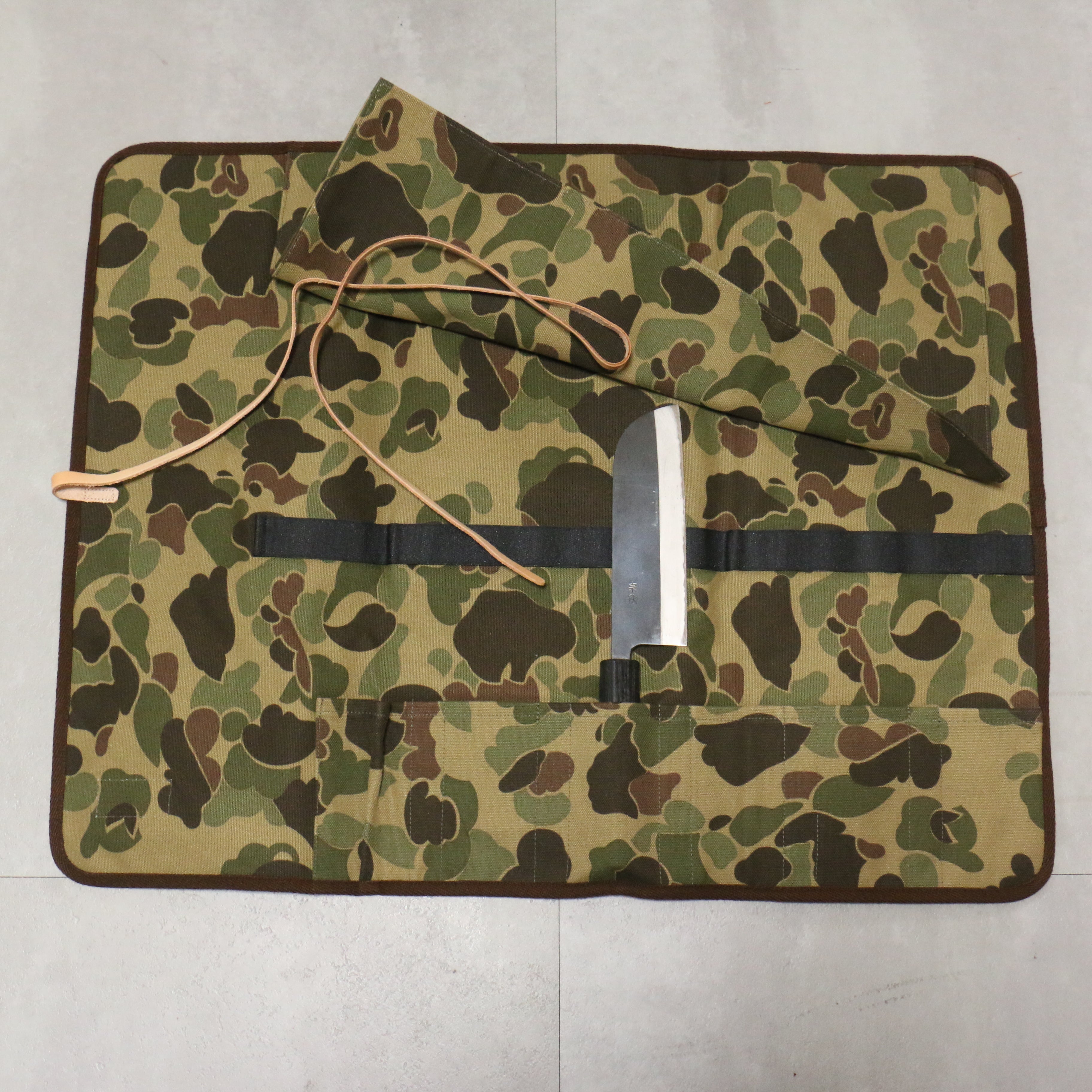 West Japan Tools Knife roll with 6 pockets Cloth Camouflage 640mm x 510mm - Japanny - Best Japanese Knife