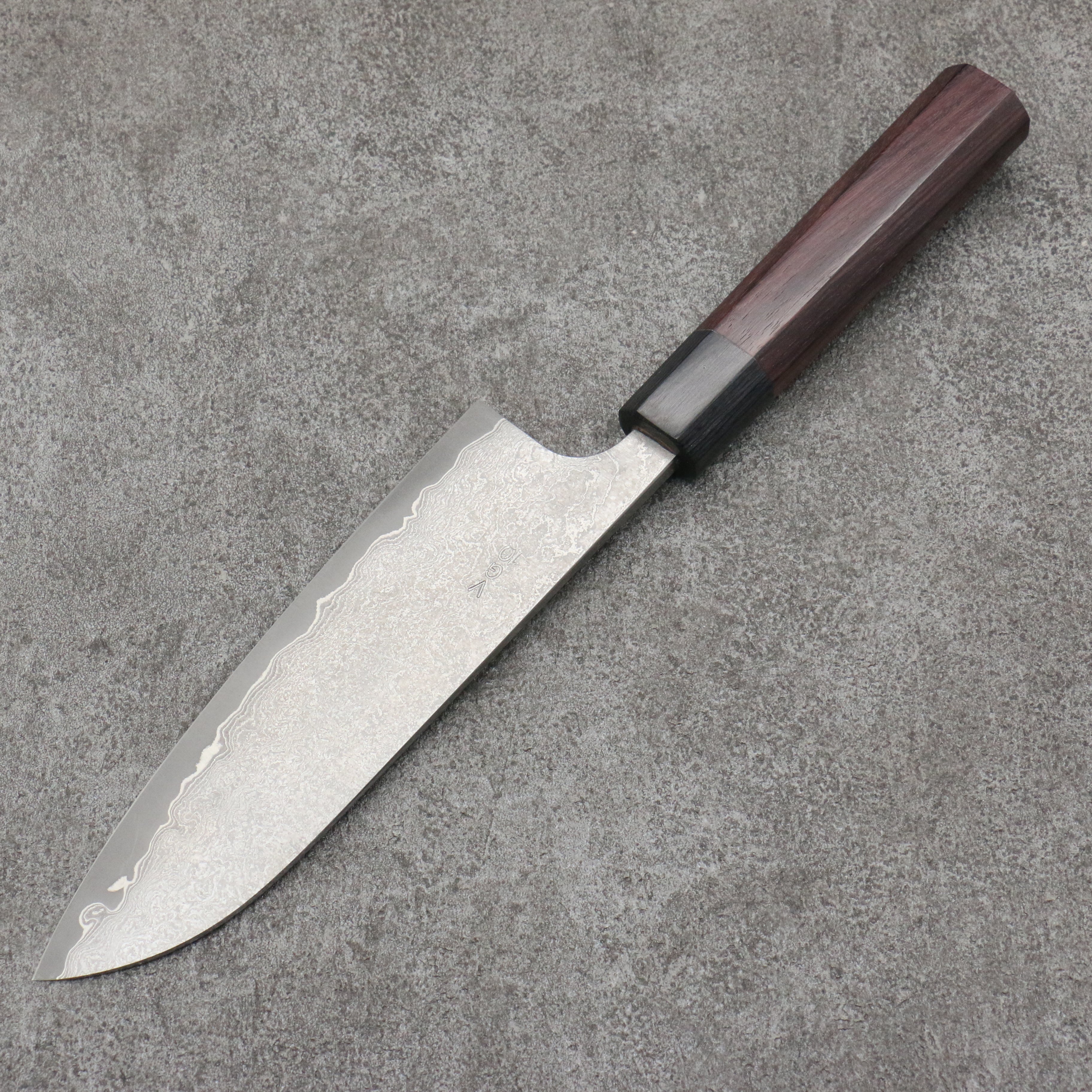 Nao Yamamoto VG10 Black Damascus Santoku 165mm Shitan Handle - Japanny - Best Japanese Knife