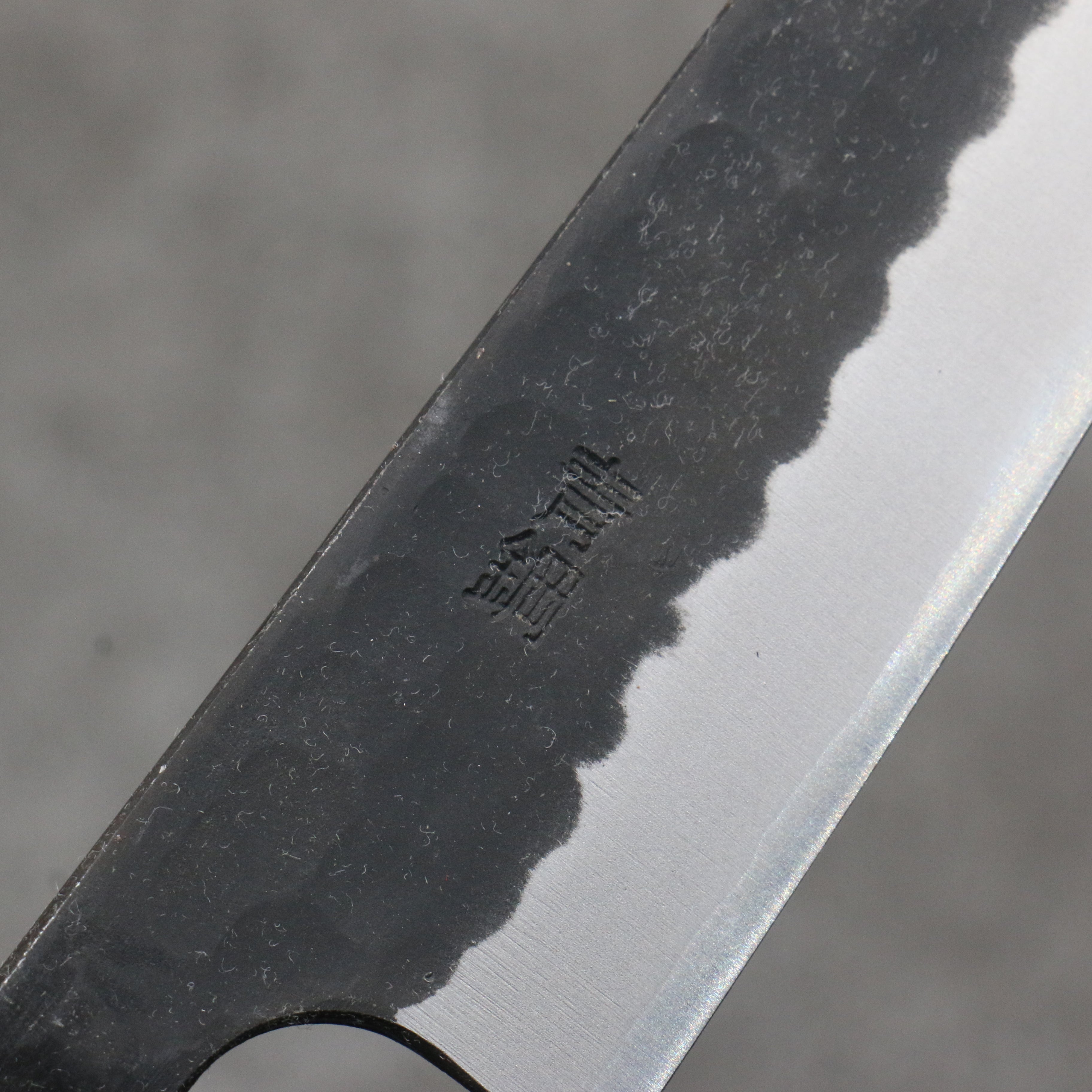 Nao Yamamoto Blue Steel Kurouchi Petty-Utility 135mm Shitan (ferrule: Black Pakka wood) Handle - Japanny - Best Japanese Knife