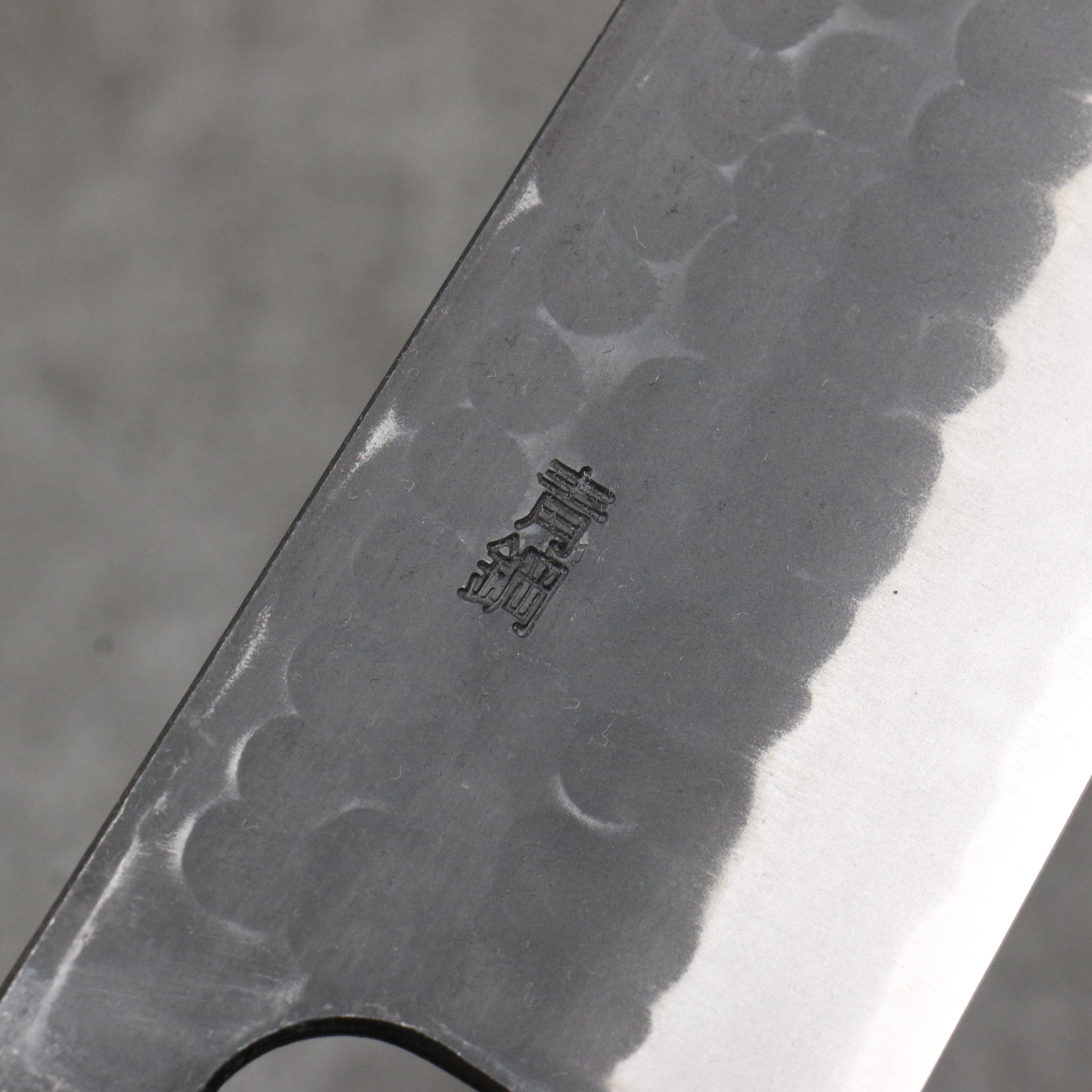 Nao Yamamoto Blue Steel Kurouchi Santoku 170mm Shitan (ferrule: Black Pakka wood) Handle - Japanny - Best Japanese Knife