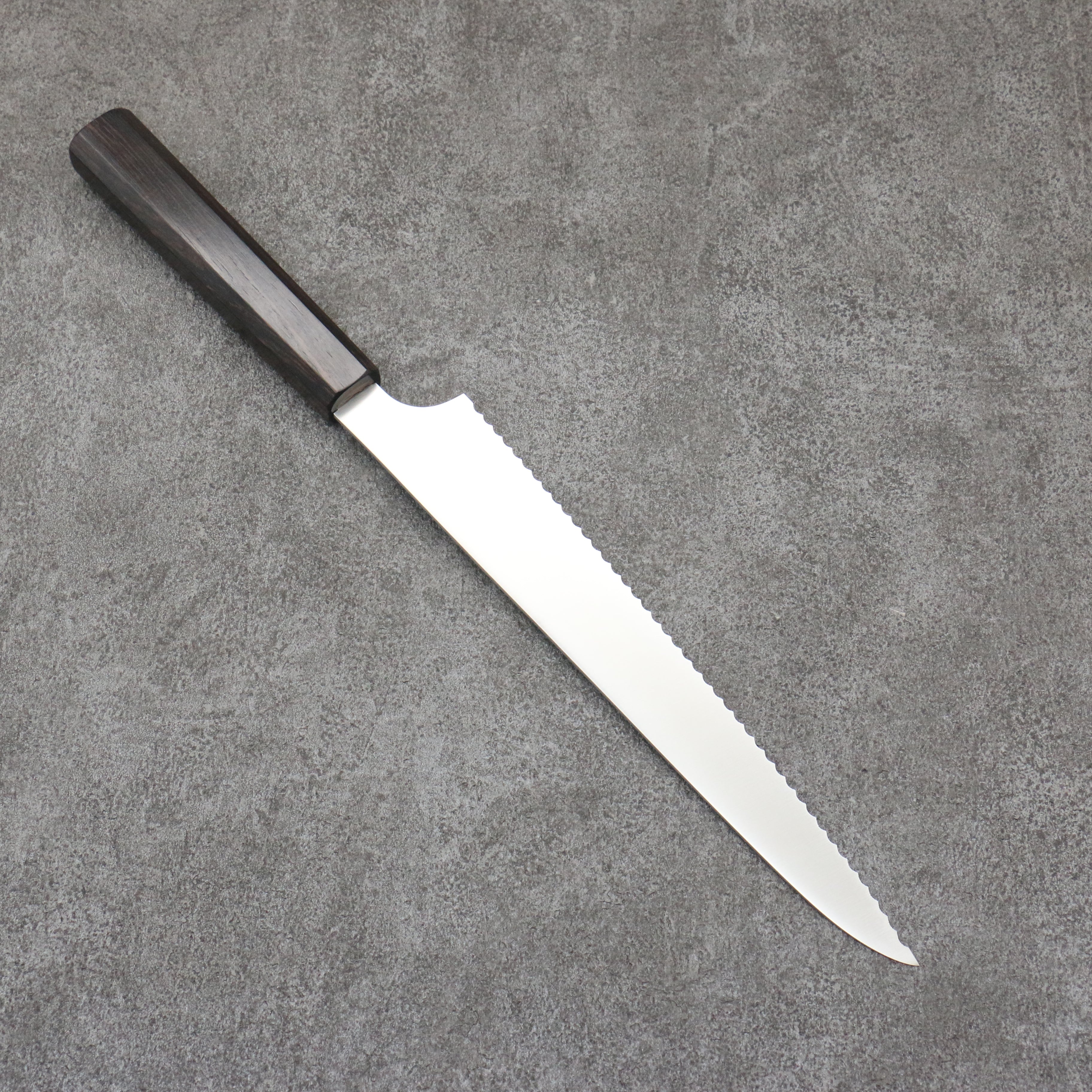 Seisuke Stainless Steel Bread Slicer 240mm Ebony Wood Handle - Japanny - Best Japanese Knife