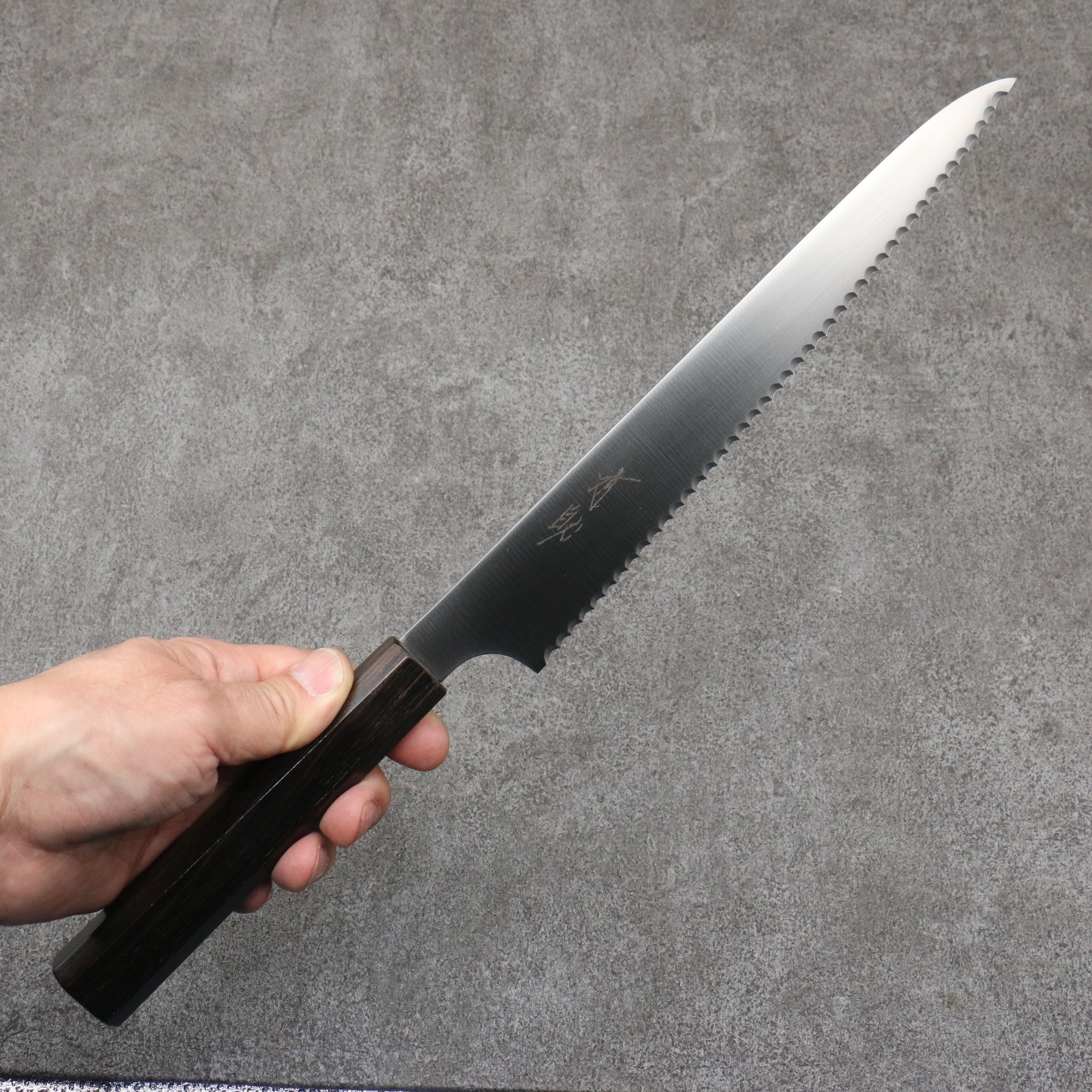 Seisuke Stainless Steel Bread Slicer 240mm Ebony Wood Handle - Japanny - Best Japanese Knife