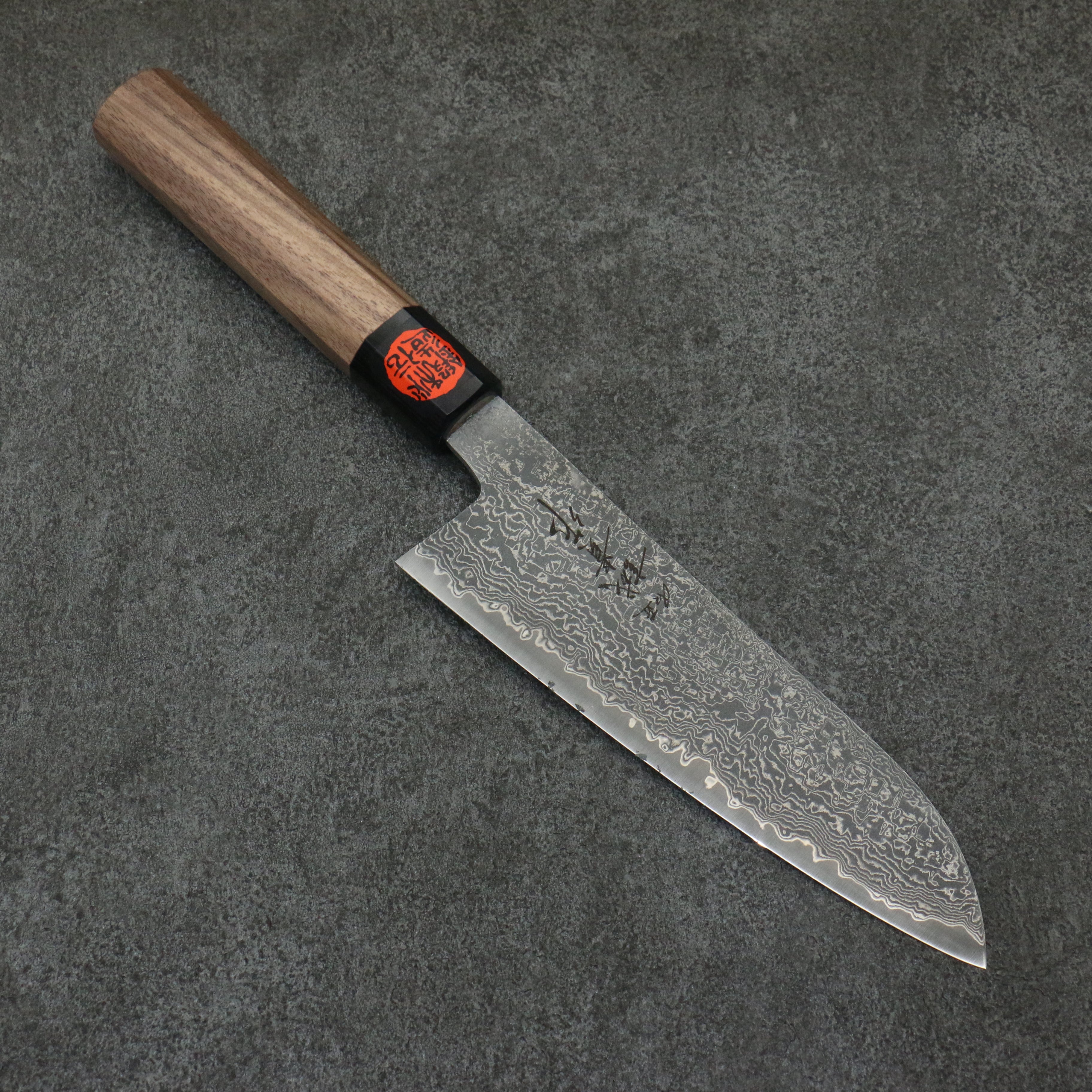Shigeki Tanaka Harukaze SG2 Damascus Santoku 165mm Walnut Handle - Japanny - Best Japanese Knife