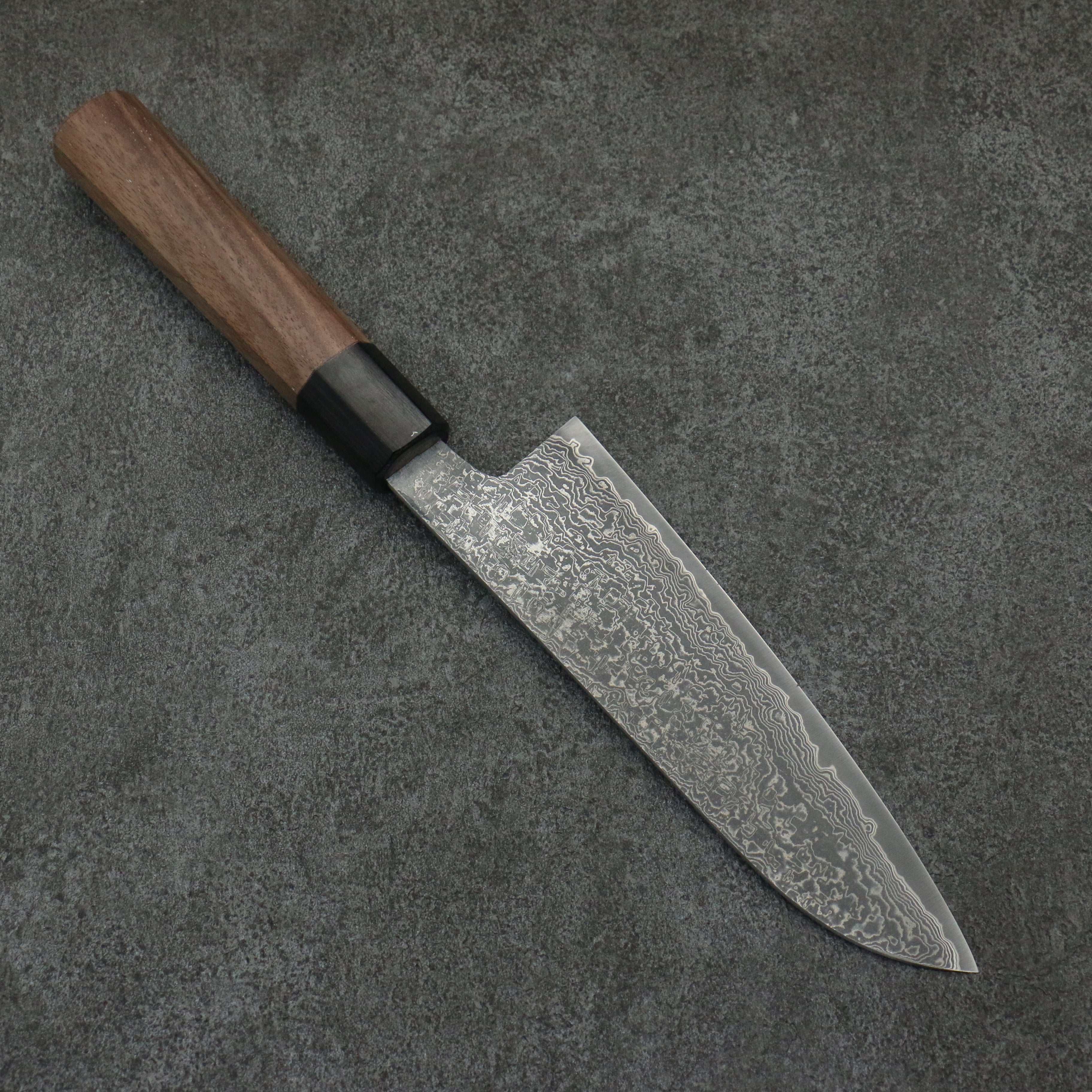 Shigeki Tanaka Harukaze SG2 Damascus Santoku 165mm Walnut Handle - Japanny - Best Japanese Knife
