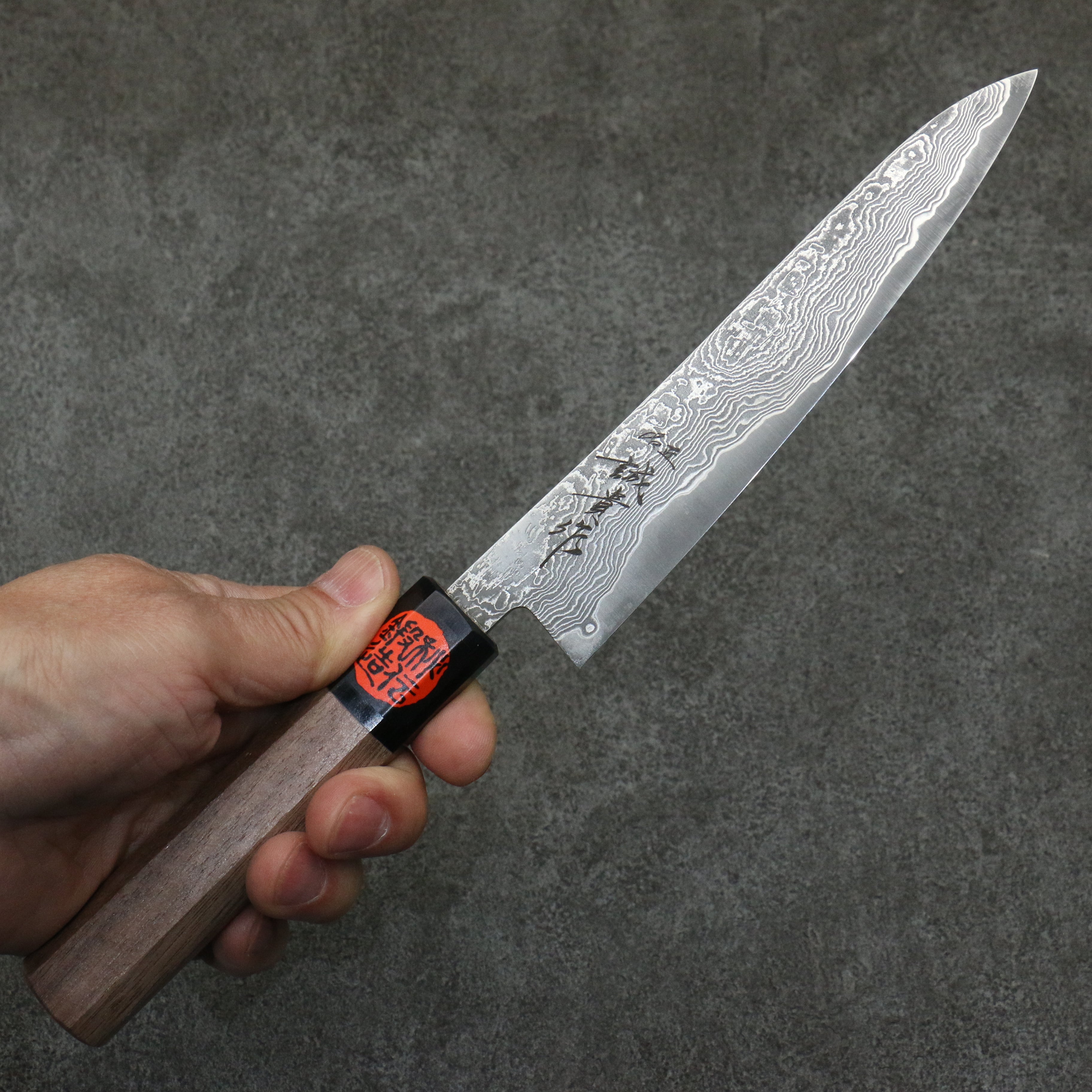 Shigeki Tanaka Harukaze SG2 Damascus Petty-Utility 150mm Walnut Handle - Japanny - Best Japanese Knife