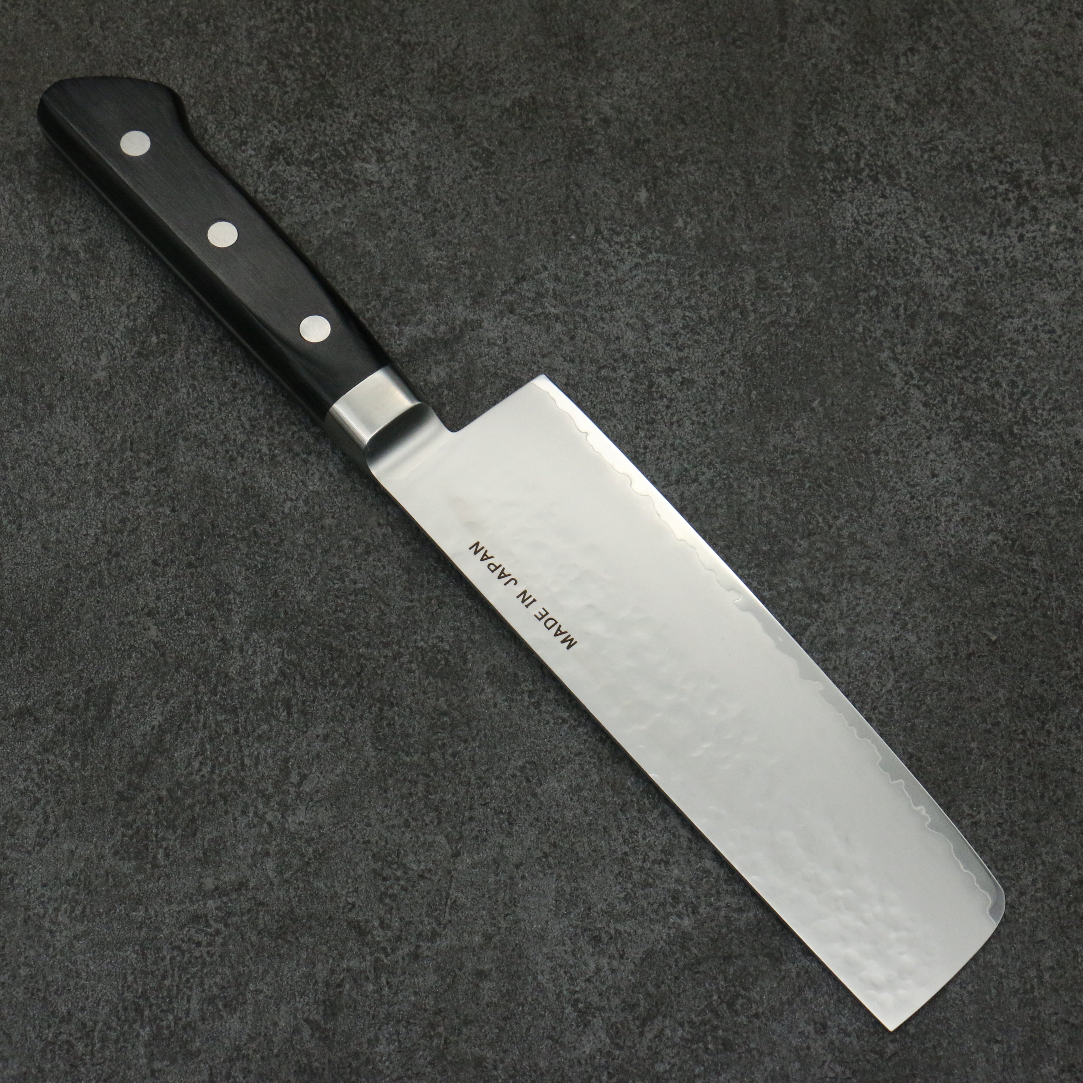 Seisuke VG5 Hammered Kasumitogi Nakiri 160mm Black Pakka wood Handle - Japanny - Best Japanese Knife