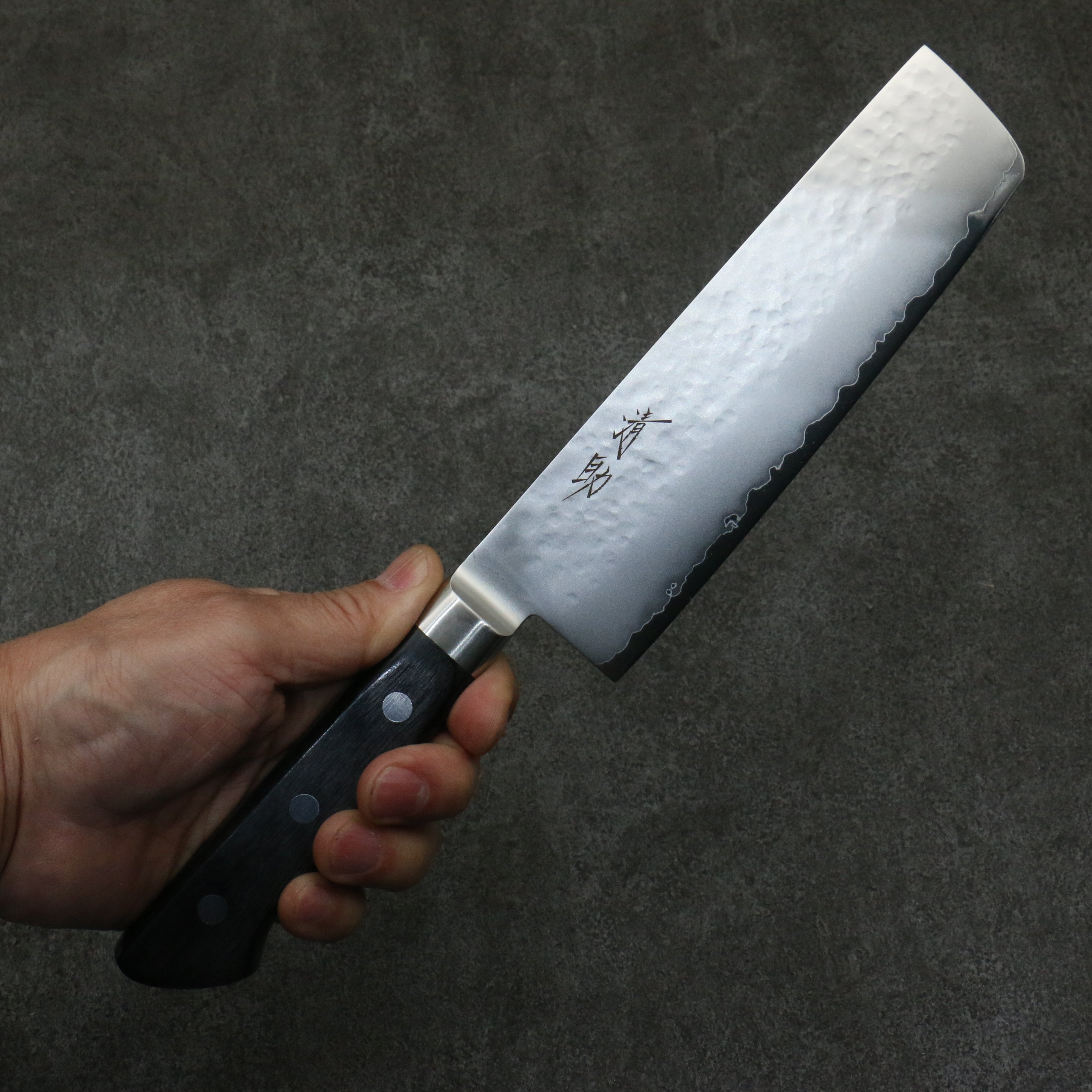 Seisuke VG5 Hammered Kasumitogi Nakiri 160mm Black Pakka wood Handle - Japanny - Best Japanese Knife