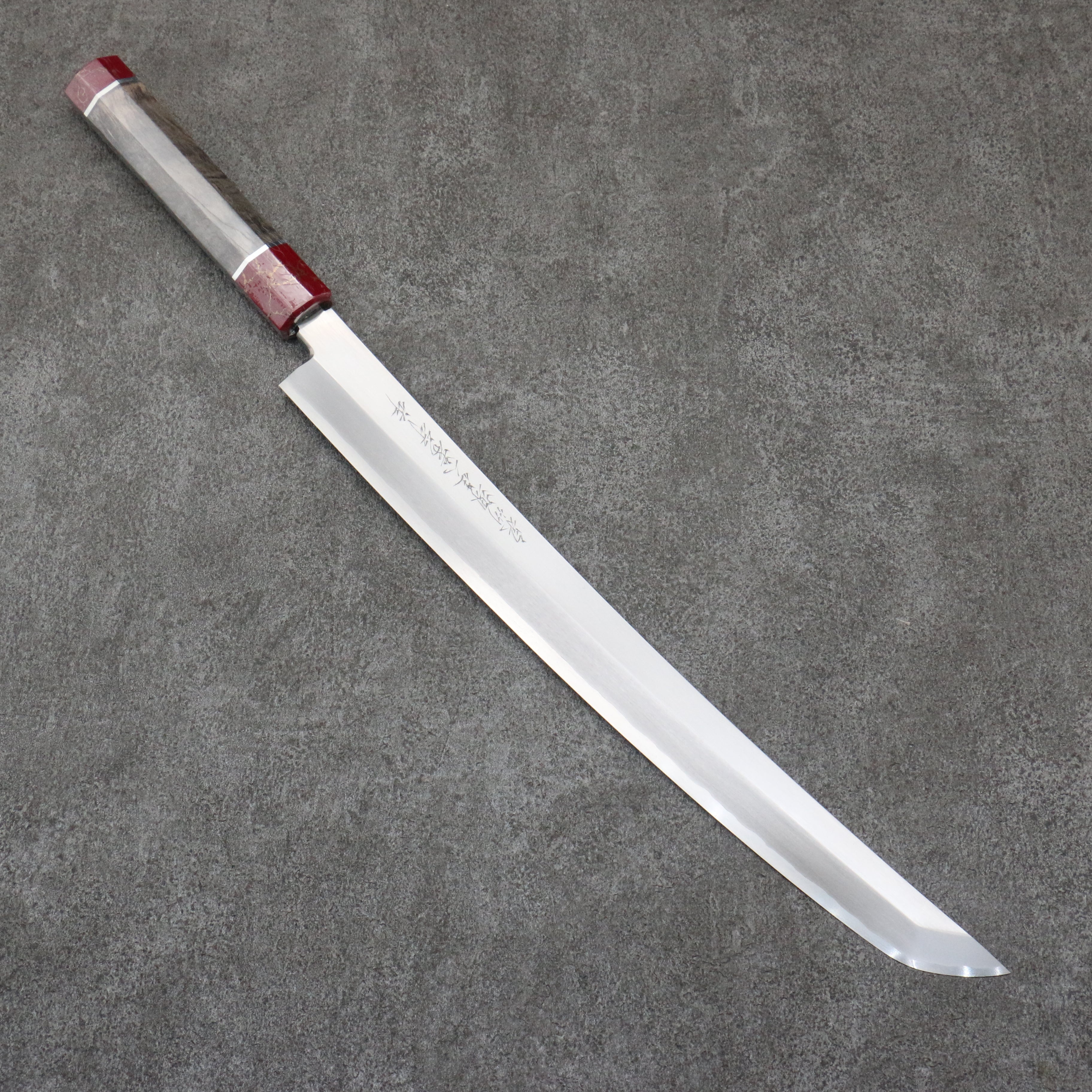 Sakai Takayuki Zangetsu Silver Steel No.3 Sakimaru Yanagiba 330mm Stabilized wood Handle with Sheath - Japanny - Best Japanese Knife