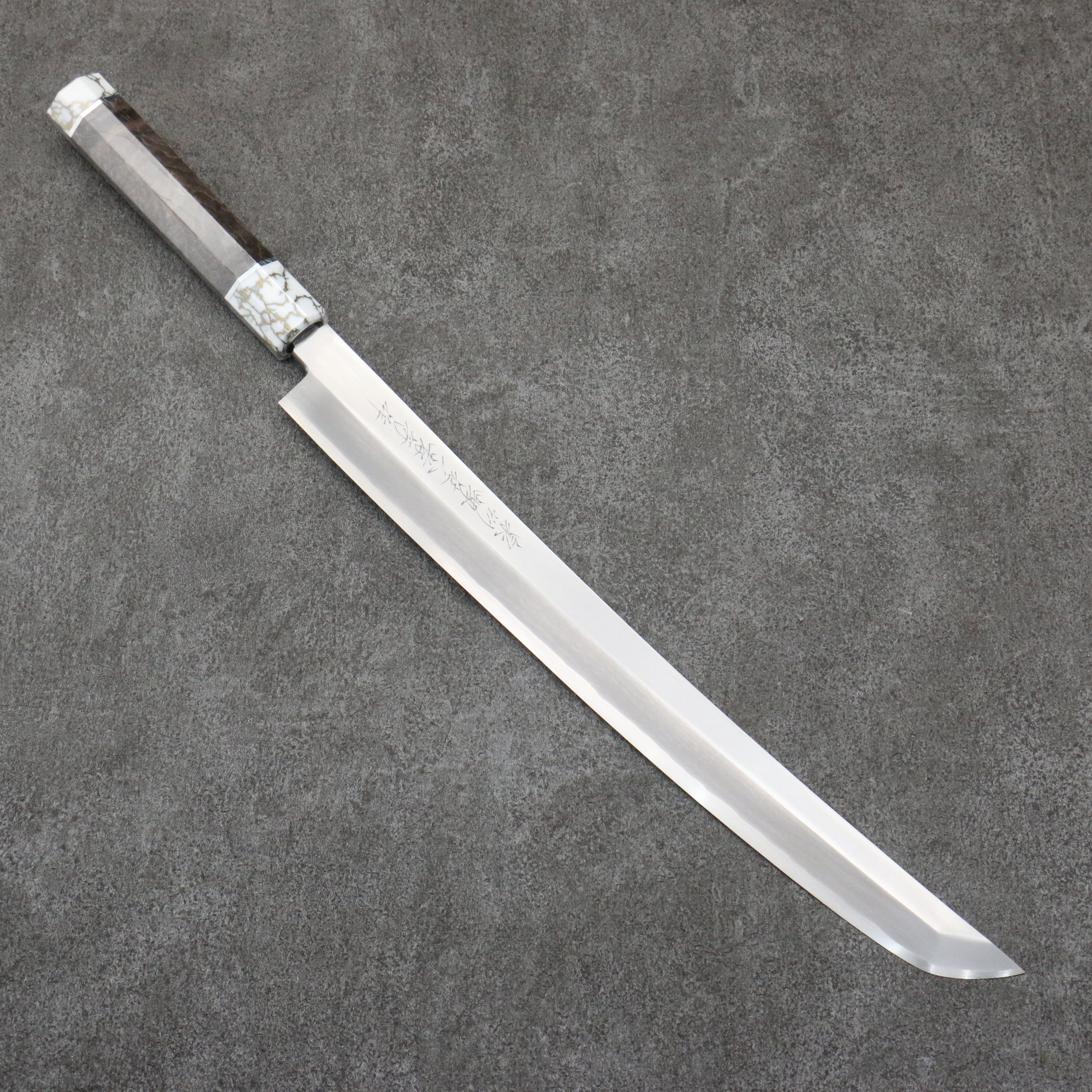 Sakai Takayuki Zangetsu Silver Steel No.3 Sakimaru Yanagiba 330mm Stabilized wood Handle with Sheath - Japanny - Best Japanese Knife