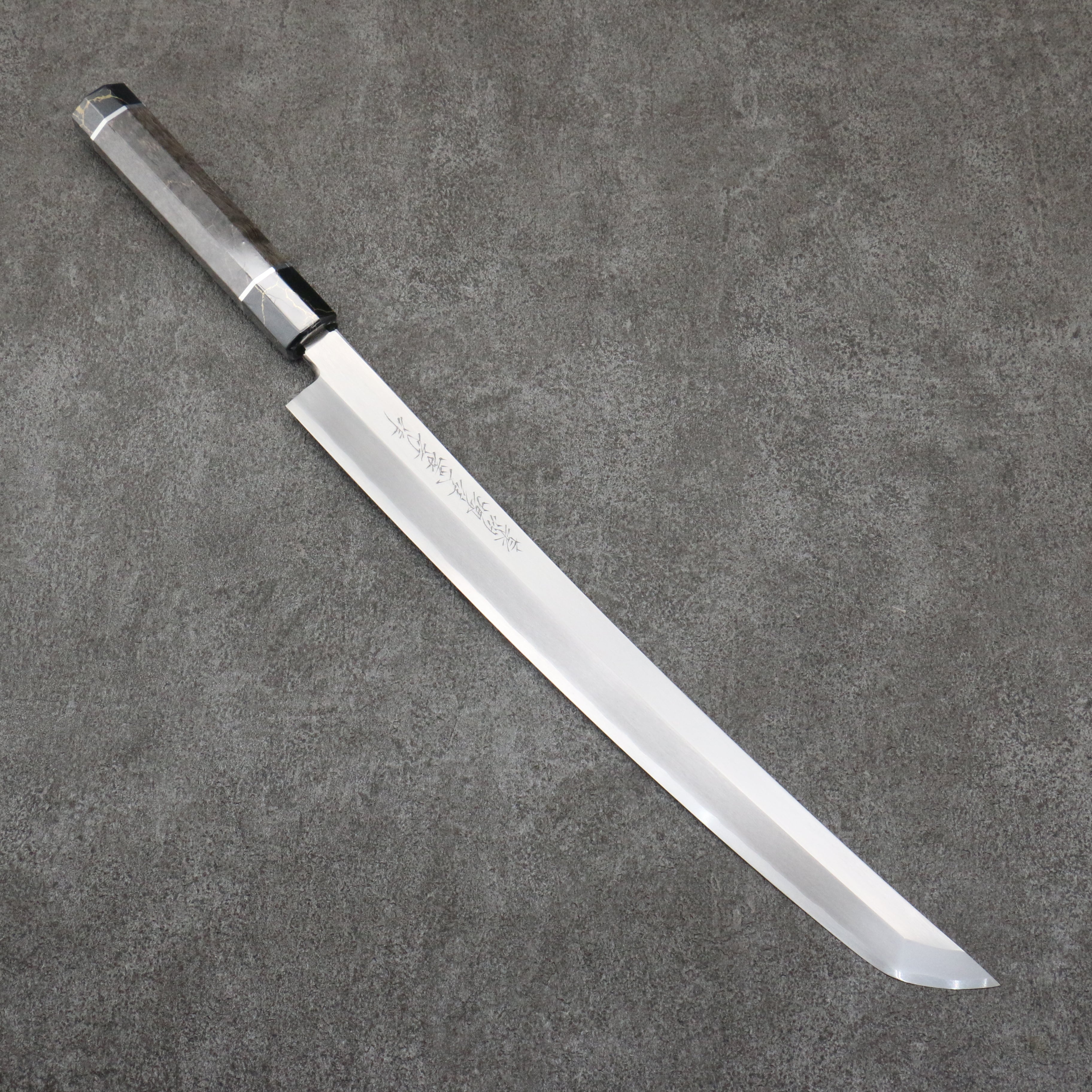 Sakai Takayuki Zangetsu Silver Steel No.3 Sakimaru Yanagiba 330mm Stabilized wood Handle with Sheath - Japanny - Best Japanese Knife