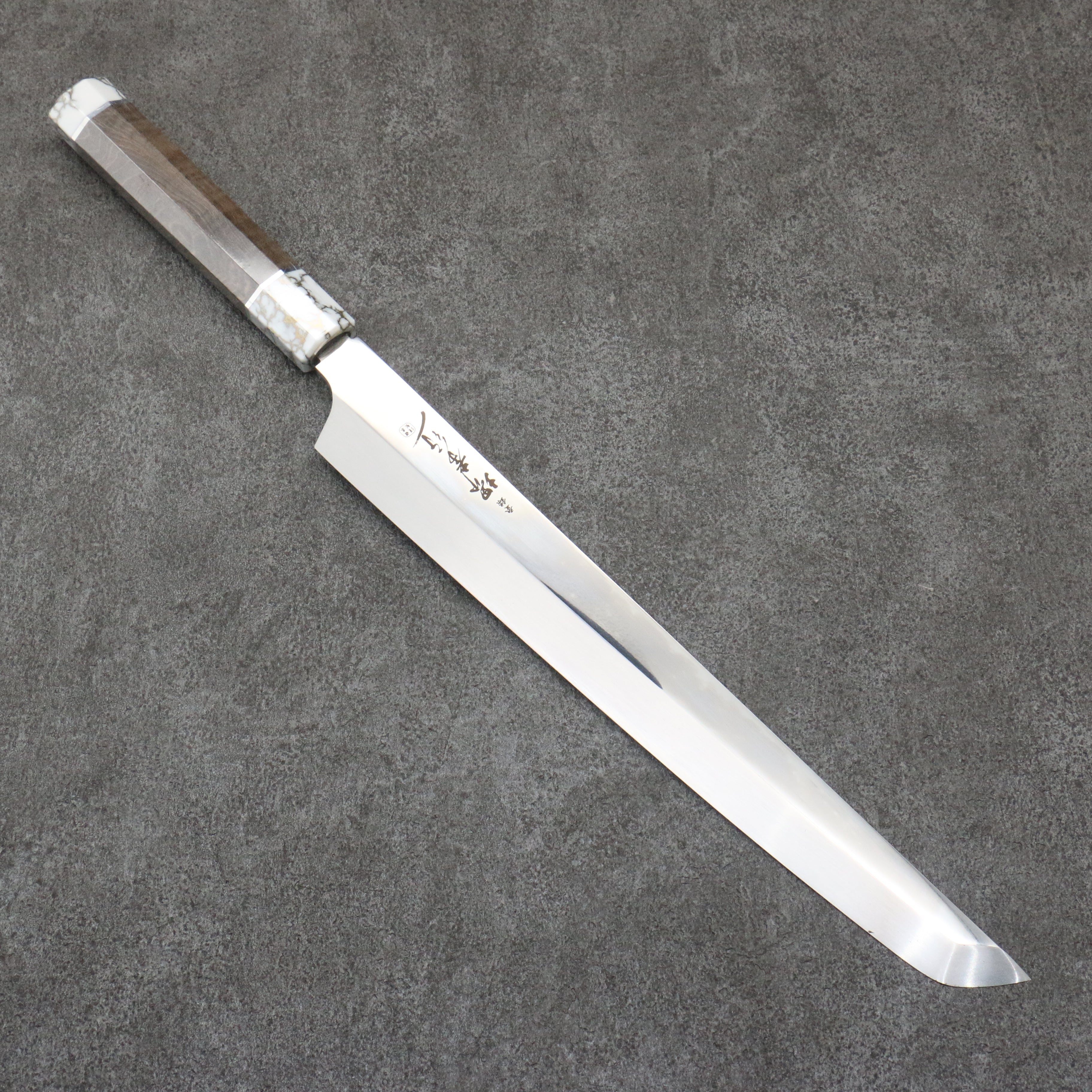 Sakai Takayuki Ginryu Honyaki Swedish Steel Mirrored Finish Sakimaru Yanagiba 300mm Stabilized wood Handle with Sheath - Japanny - Best Japanese Knife