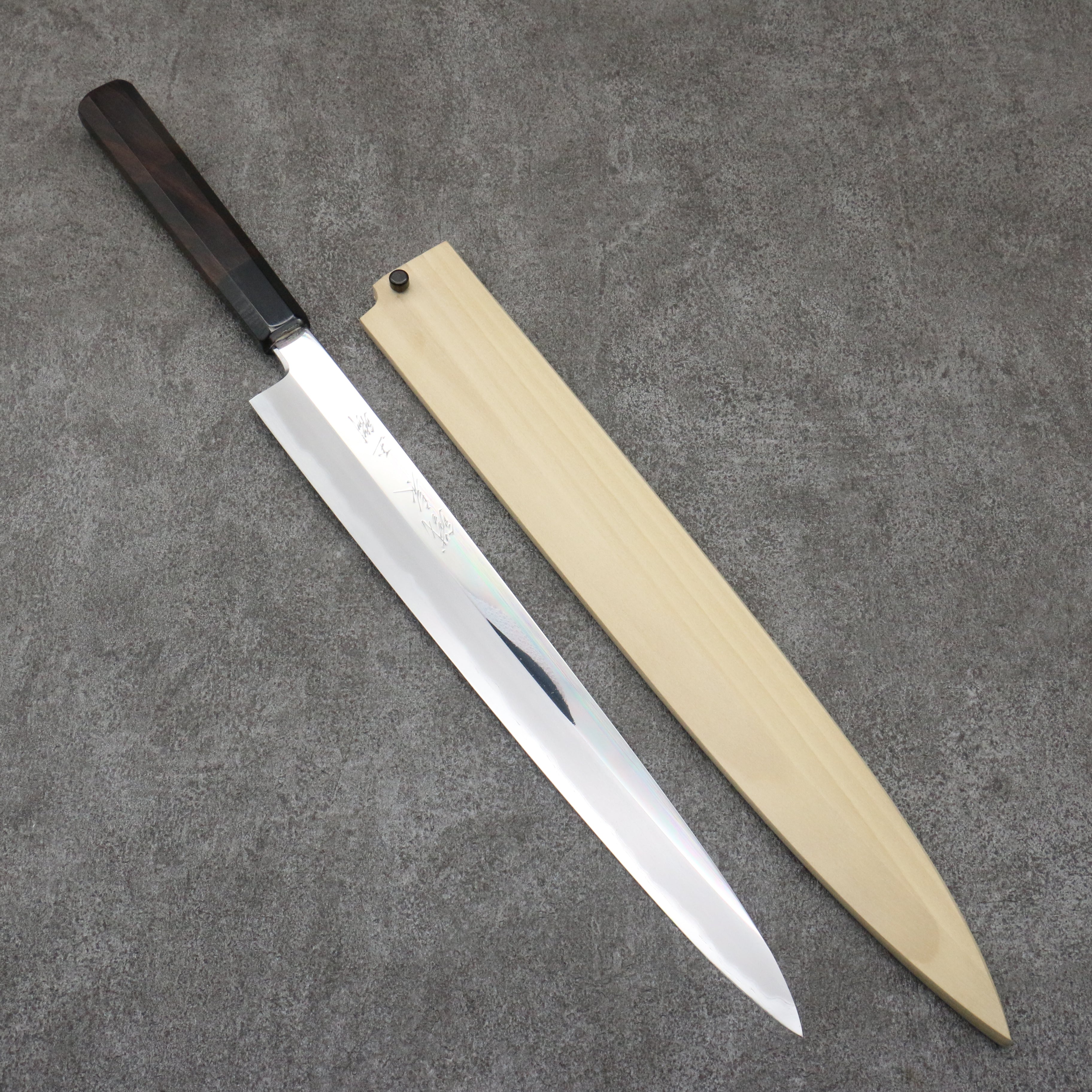 Tessen by Tanaka Tamahagane Yanagiba 315mm Ebony Wood Handle with Sheath - Japanny - Best Japanese Knife