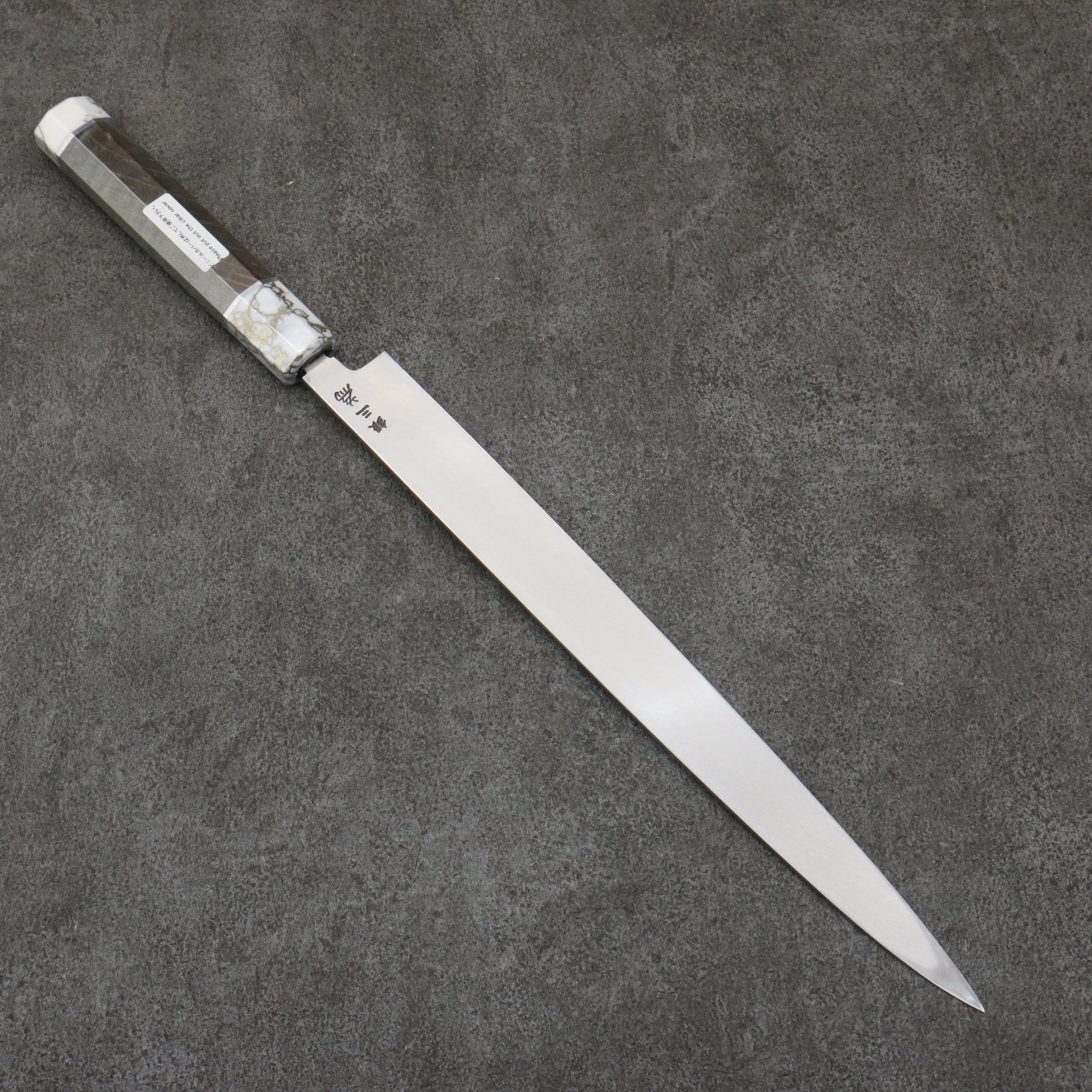 Sakai Takayuki Chef Series Silver Steel No.3 Fuguhiki 300mm Stabilized wood (White Ferrule and End Cap) Handle with Sheath - Japanny - Best Japanese Knife