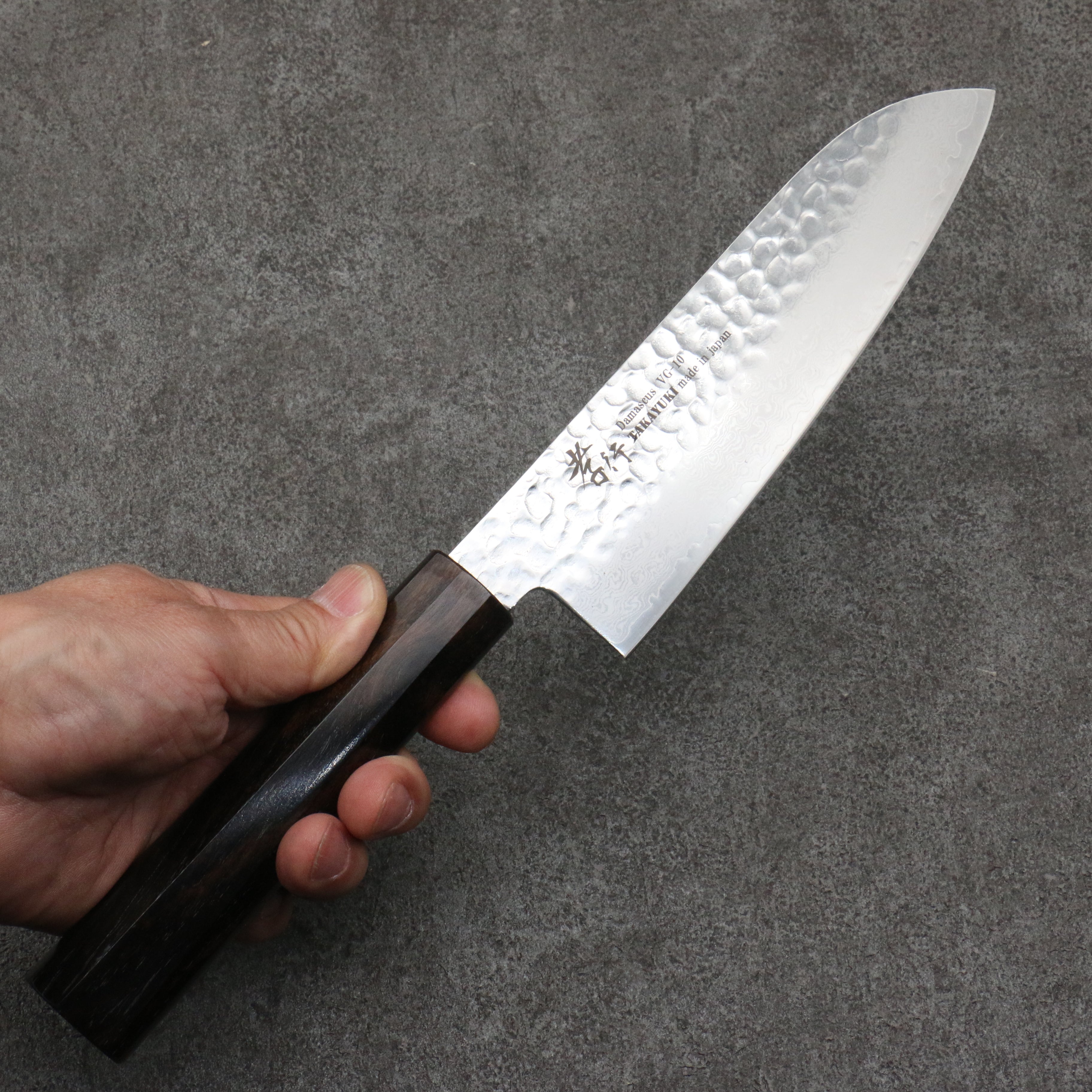 Sakai Takayuki VG10 33 Layer Damascus Santoku 170mm Ebony(6 sided teardrop) Handle - Japanny - Best Japanese Knife