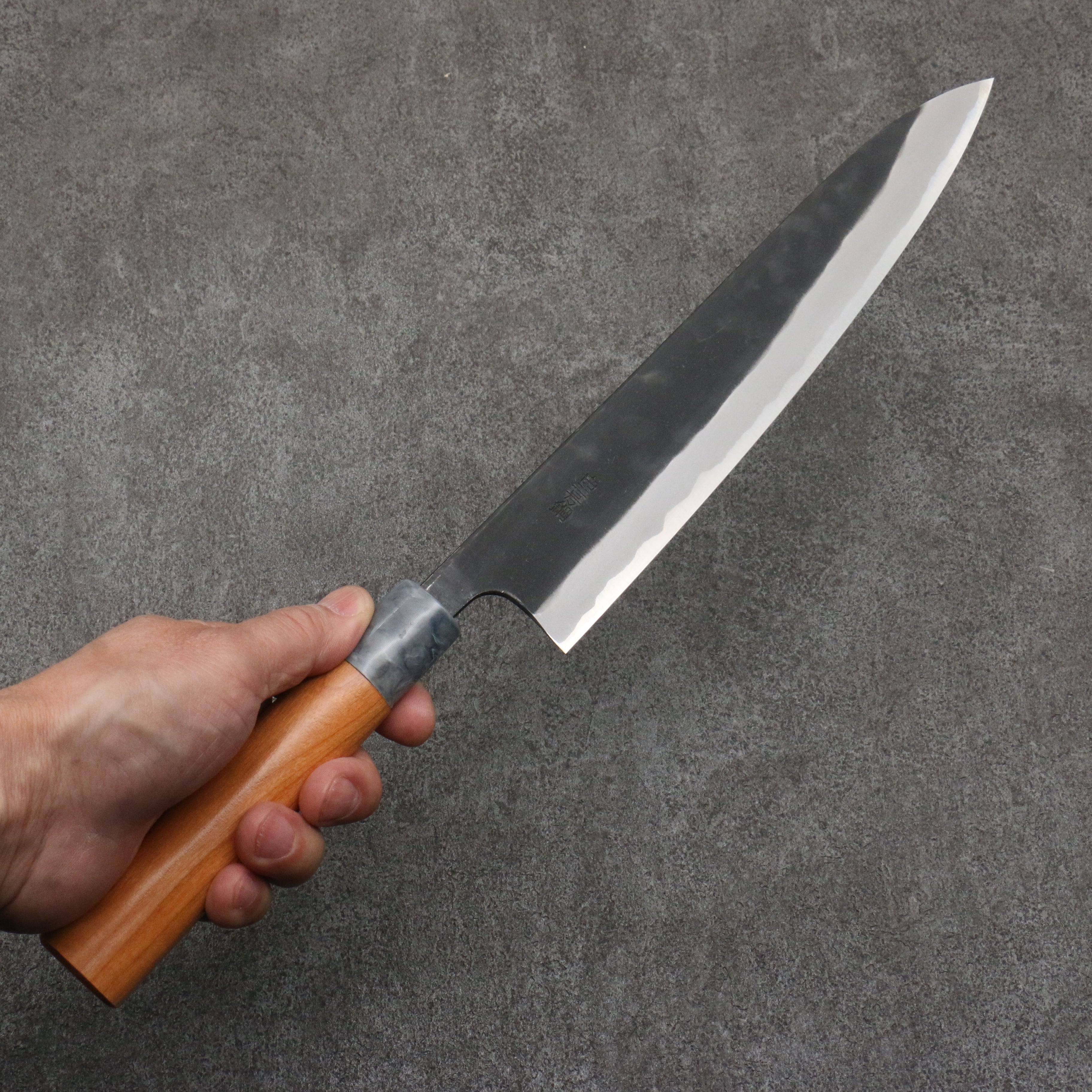 Nao Yamamoto White Steel No.2 Kurouchi Sujihiki 240mm Cherry Tree Handle - Japanny - Best Japanese Knife