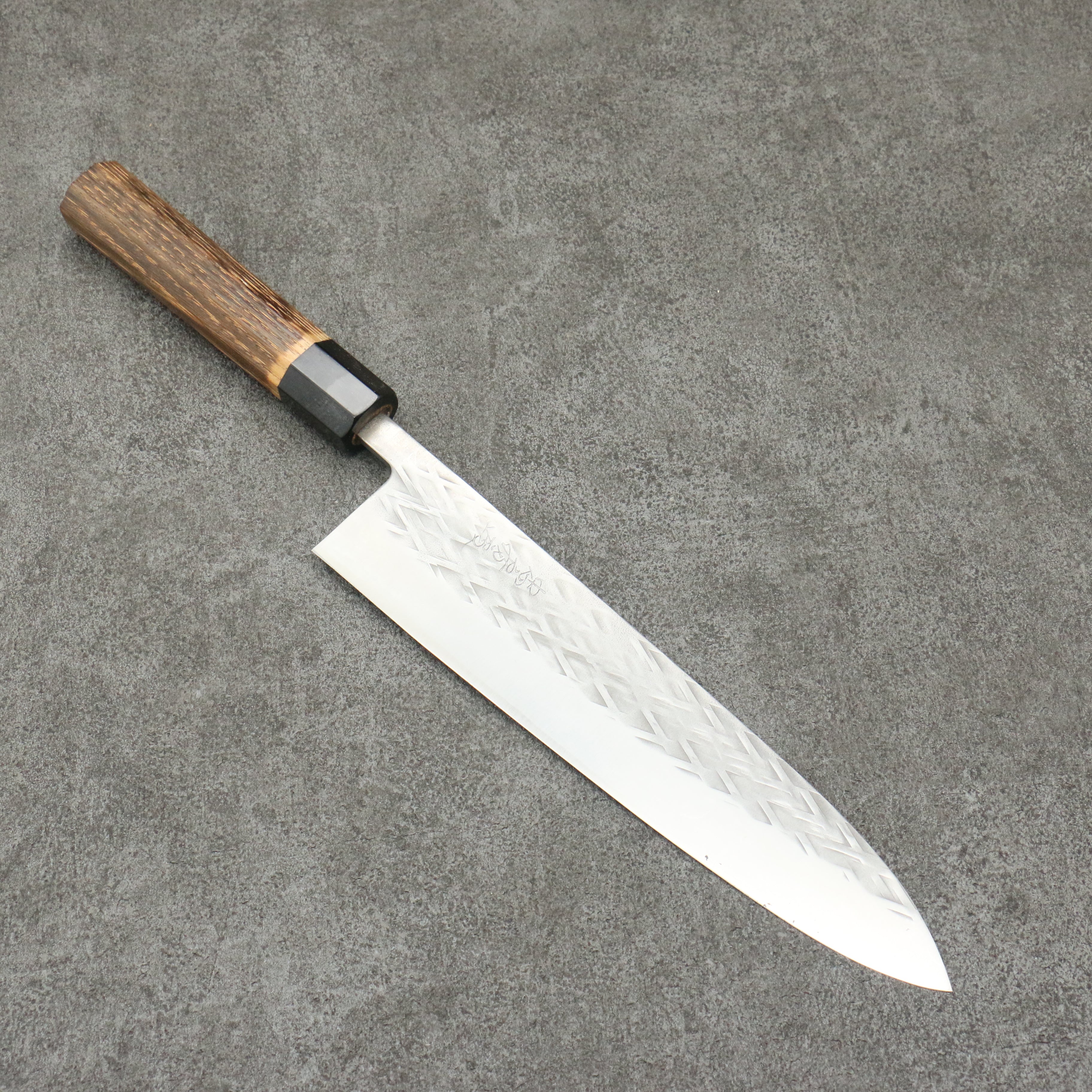 Tadafusa SLD Hammered Gyuto 240mm Burnt Walnut Handle - Japanny - Best Japanese Knife