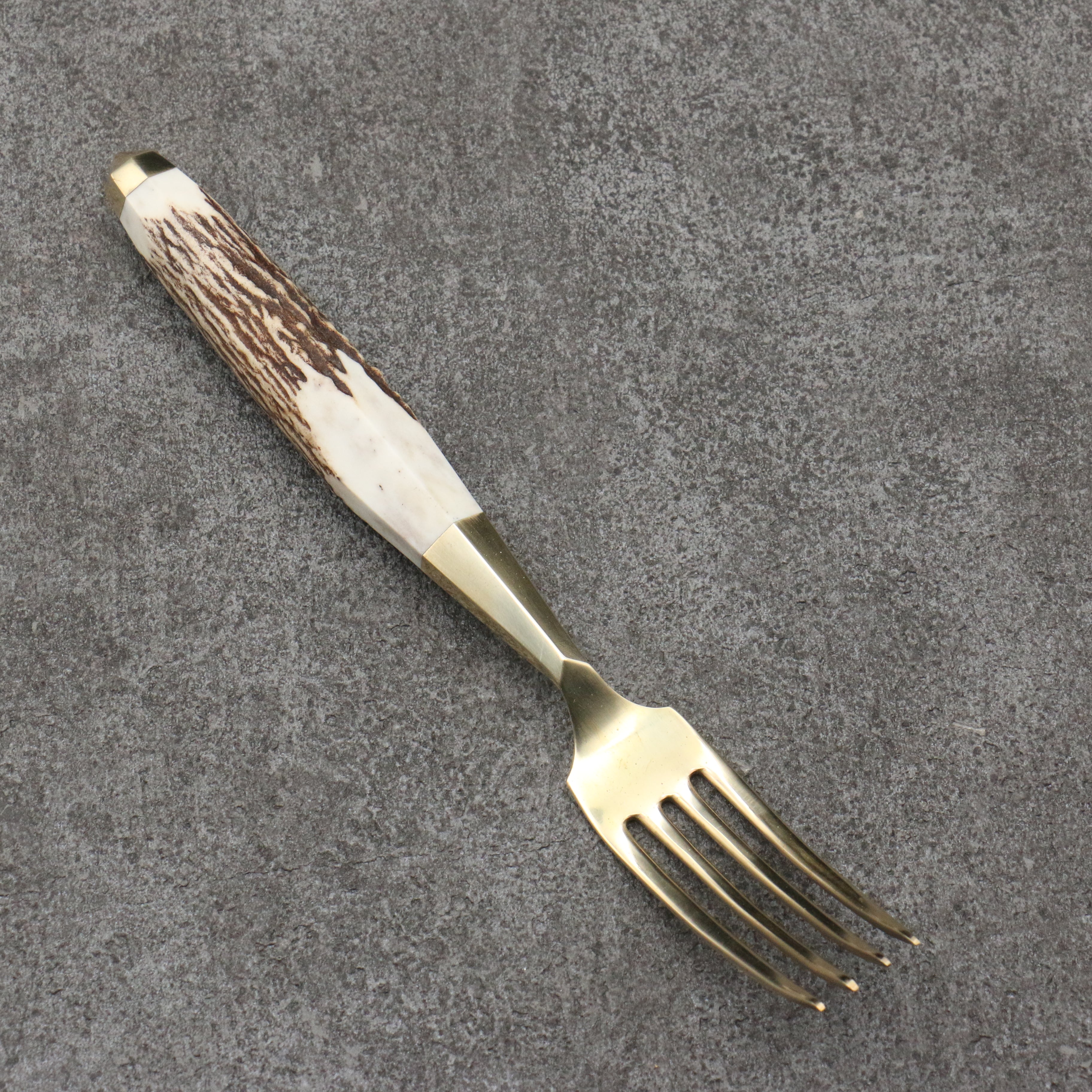 Meguru Stainless Steel Fork Stag Handle - Japanny - Best Japanese Knife