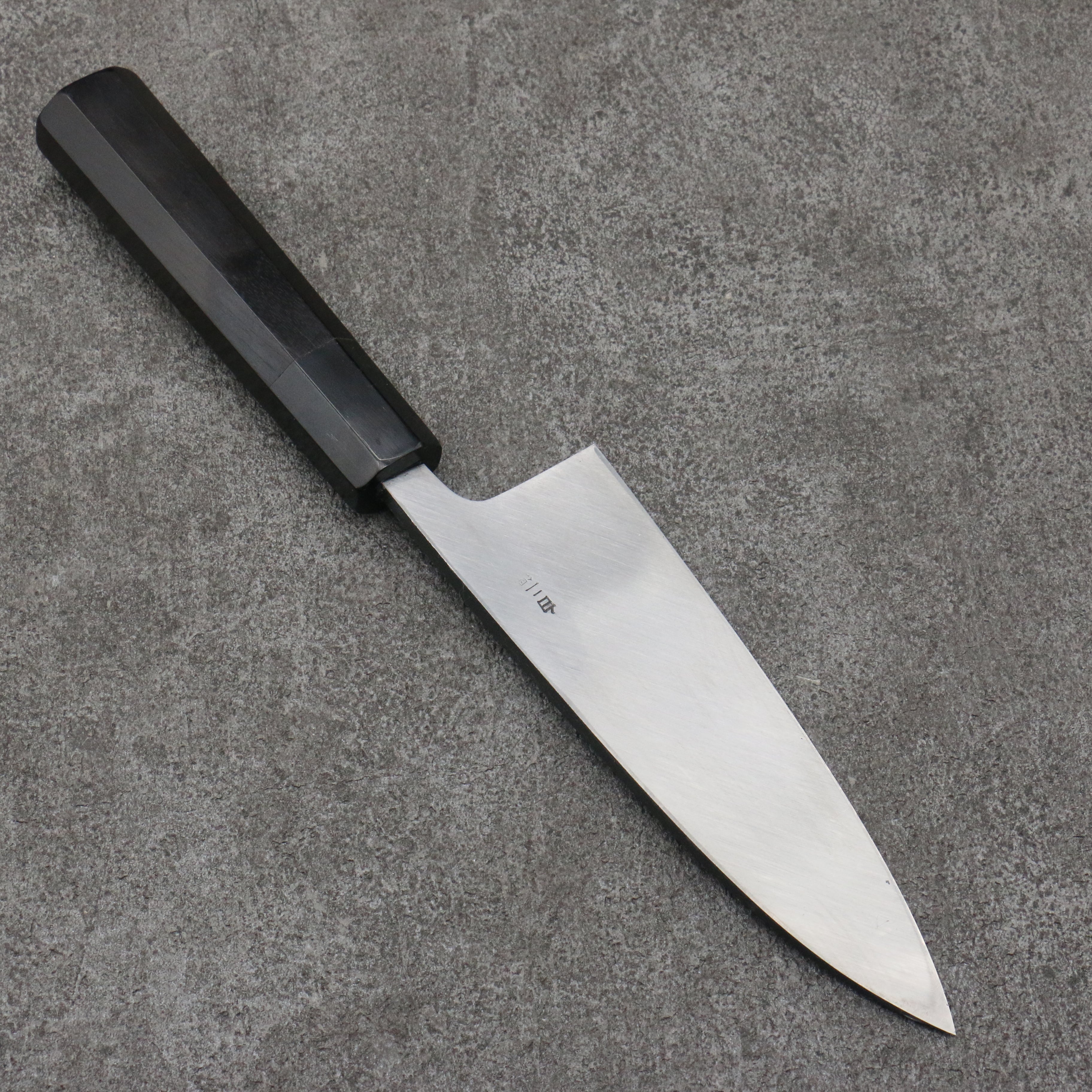 Sakai Takayuki Gold Filled Engraving by Kubota Maiko and Sakura White Steel No.2 Black Finished Deba 150mm Ebony Wood Handle - Japanny - Best Japanese Knife