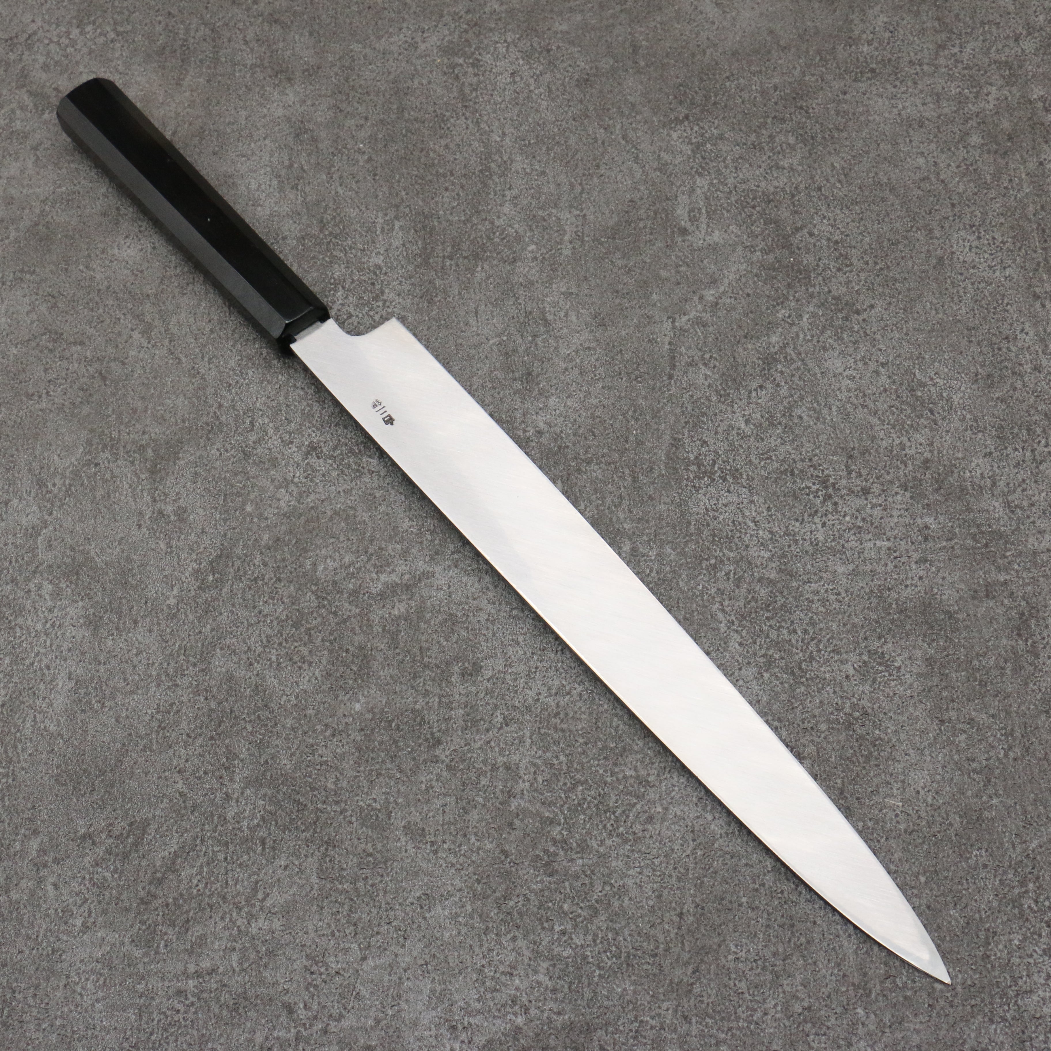 Sakai Takayuki Gold Filled Engraving by Kubota Shouryu White Steel No.2 Black Finished Yanagiba 300mm Ebony Wood Handle - Japanny - Best Japanese Knife
