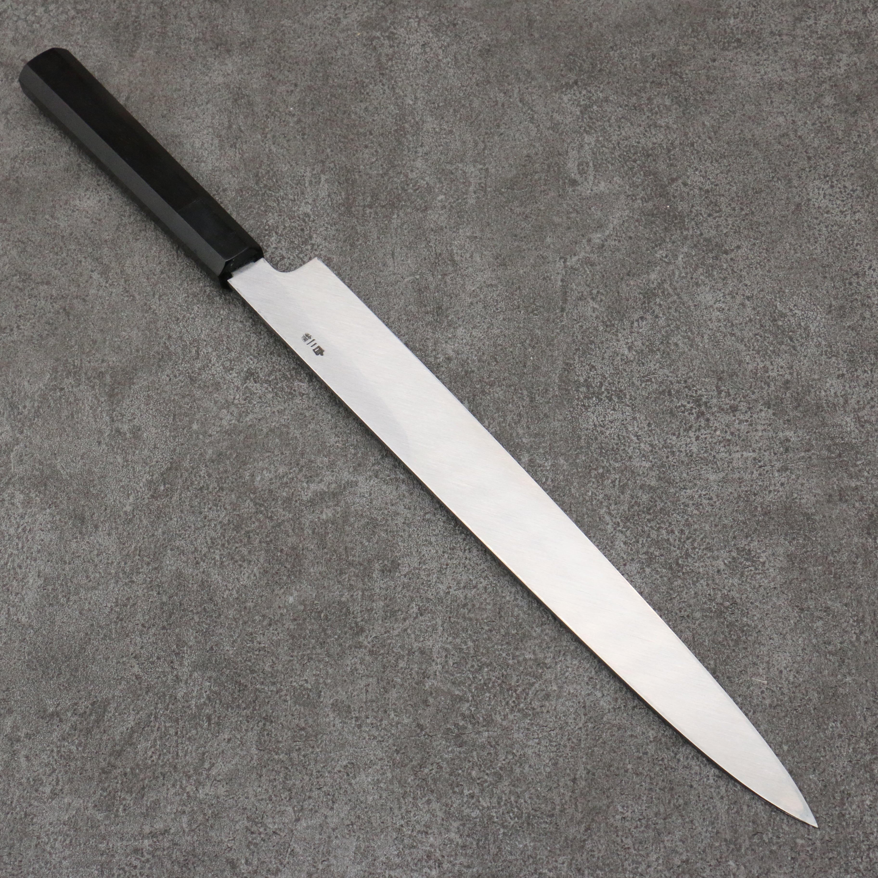 Sakai Takayuki Gold Filled Engraving by Kubota Kinryu White Steel No.2 Black Finished Yanagiba 300mm Ebony Wood Handle - Japanny - Best Japanese Knife