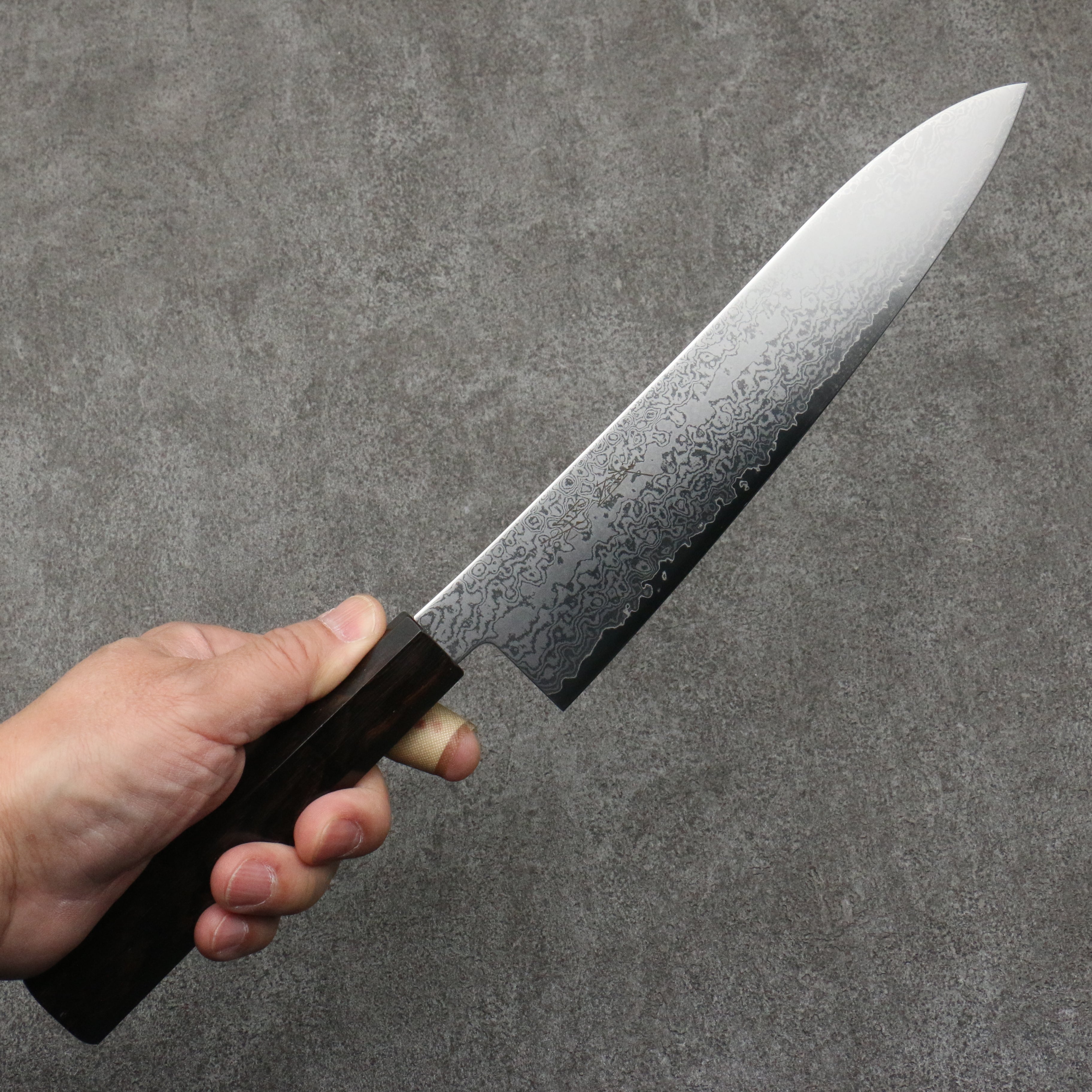 Seisuke VG10 Damascus Gyuto 210mm Ebony Wood Handle - Japanny - Best Japanese Knife