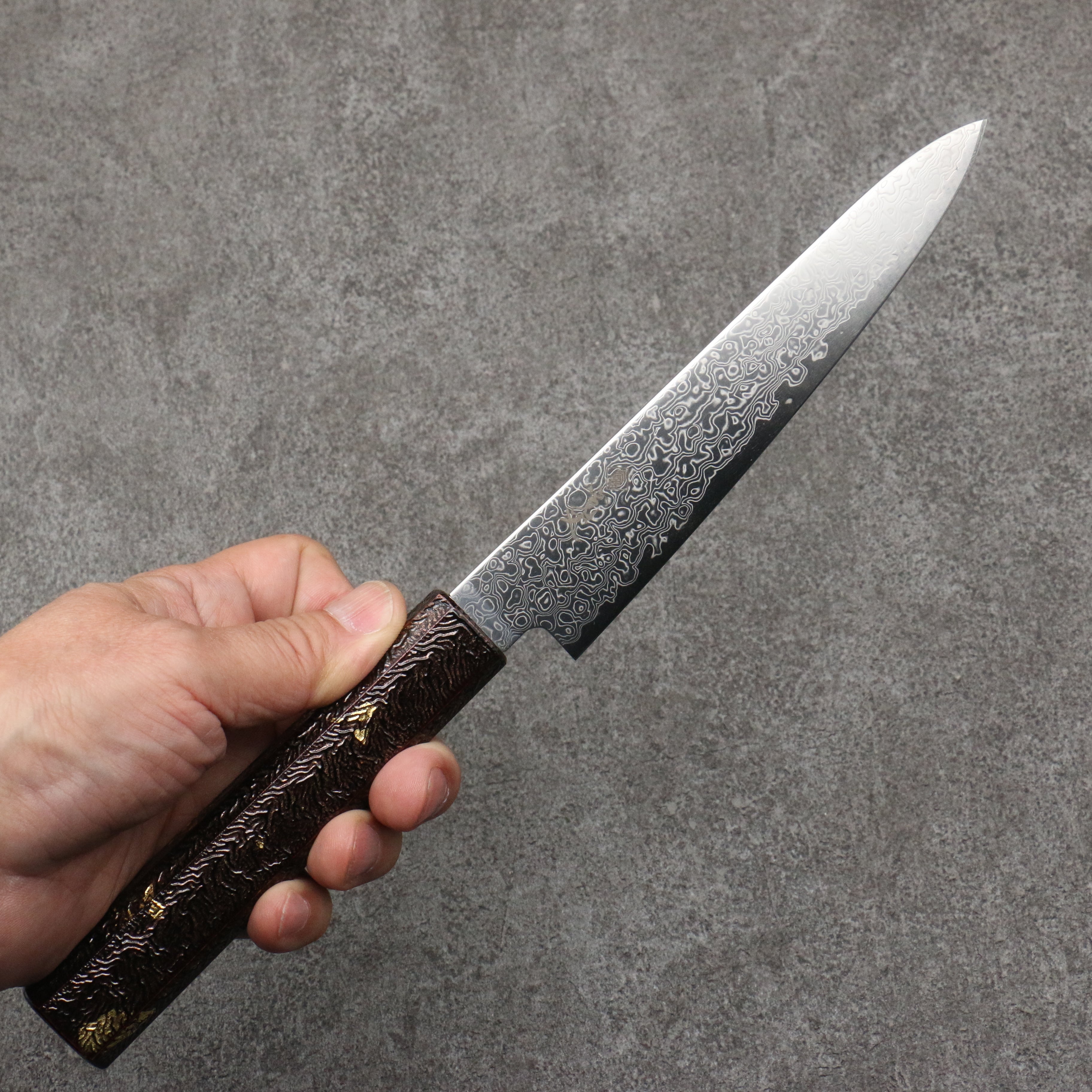Kanjyo SG2 Damascus Petty-Utility 150mm Purple Lacquered Handle - Japanny - Best Japanese Knife