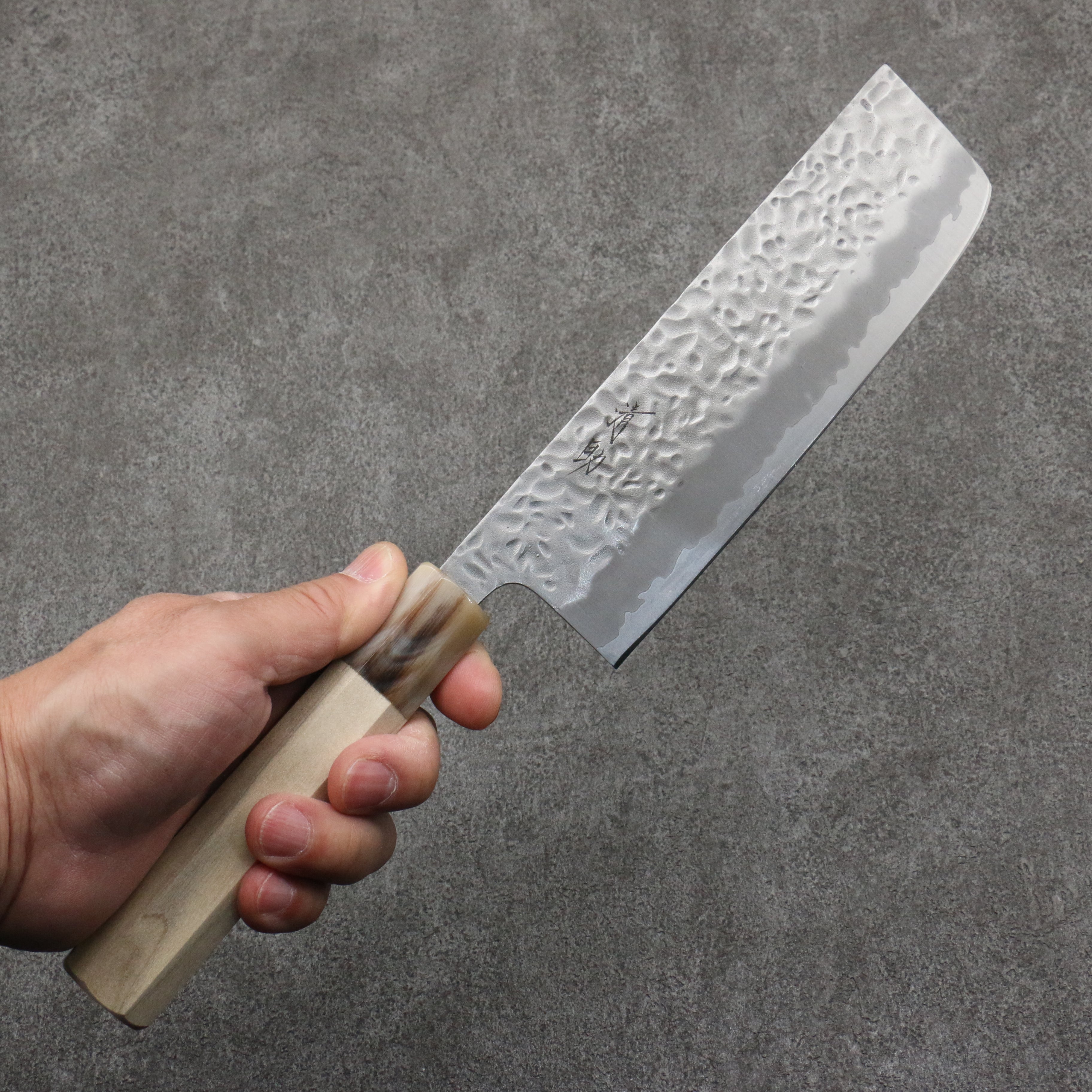 Seisuke Kumo White Steel No.1 Hammered Nakiri 165mm Magnolia Handle - Japanny - Best Japanese Knife