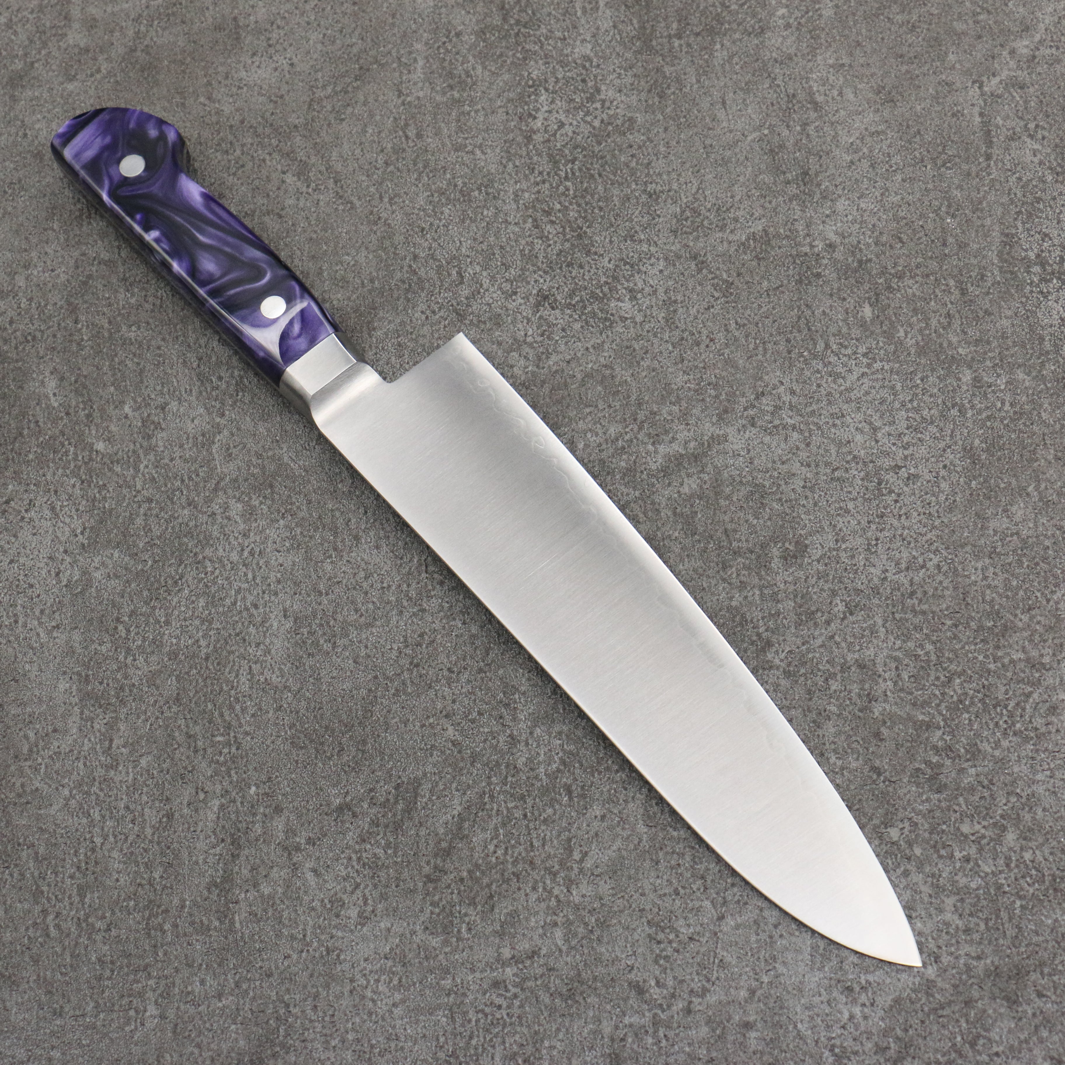 Seisuke VG5 Migaki Finished Gyuto 210mm Purple Marbled Resin Handle - Japanny - Best Japanese Knife