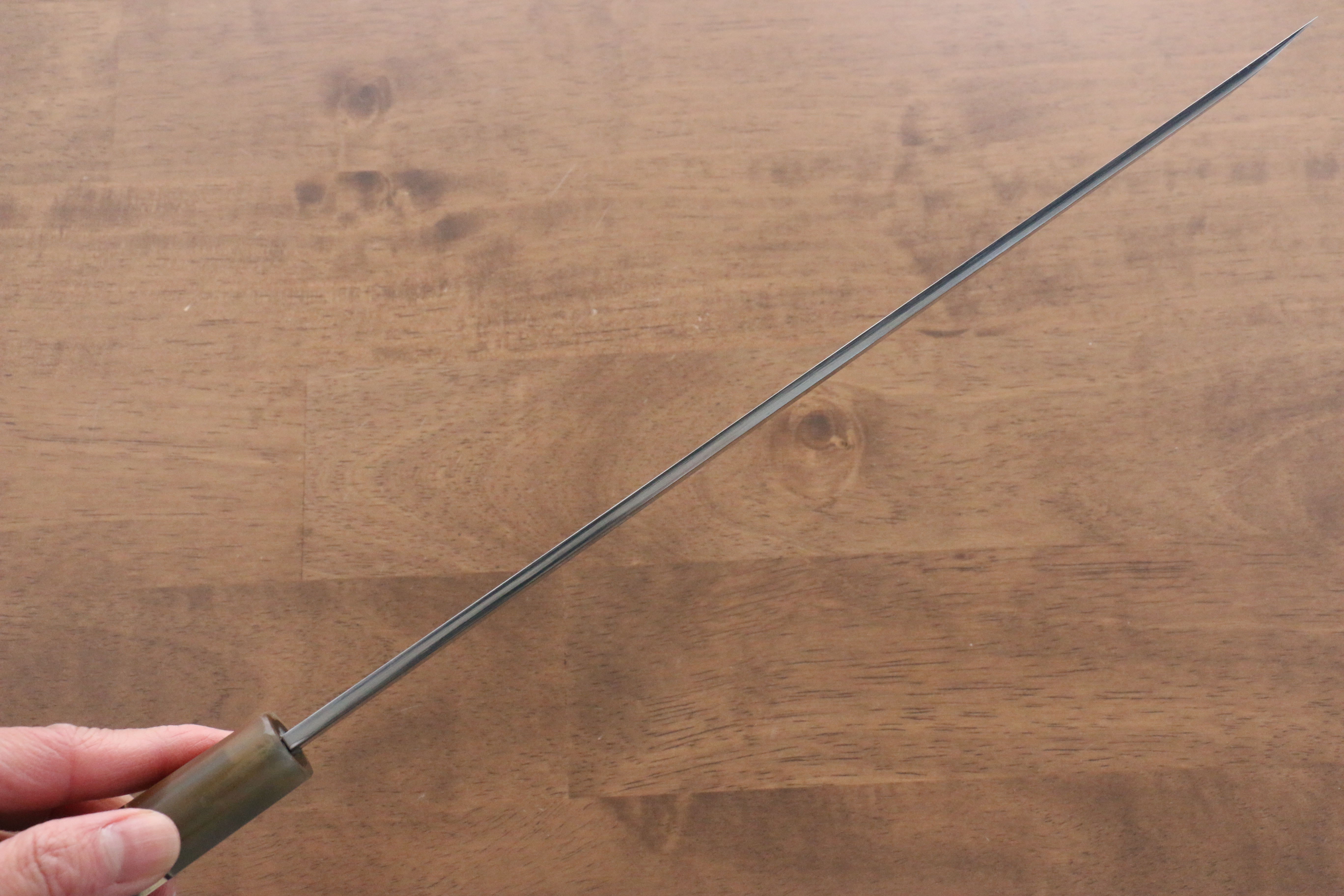 Jikko Shiko White Steel Sakimaru Yanagiba 270mm Ebony with Double Ring Handle - Japanny - Best Japanese Knife