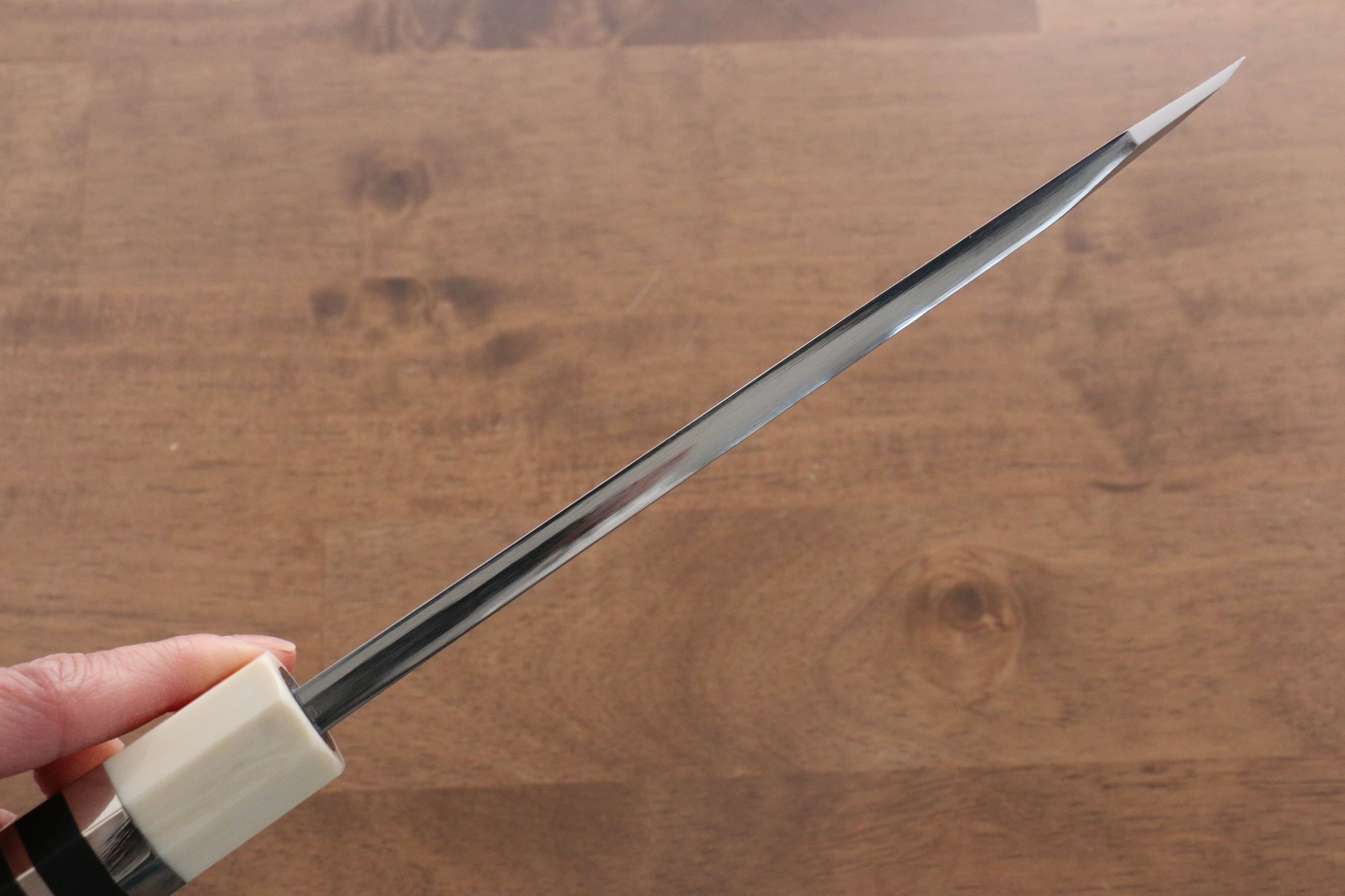 Jikko Shiko Blue Steel Kiritsuke Deba 180mm Ebony with Double Ring Handle - Japanny - Best Japanese Knife