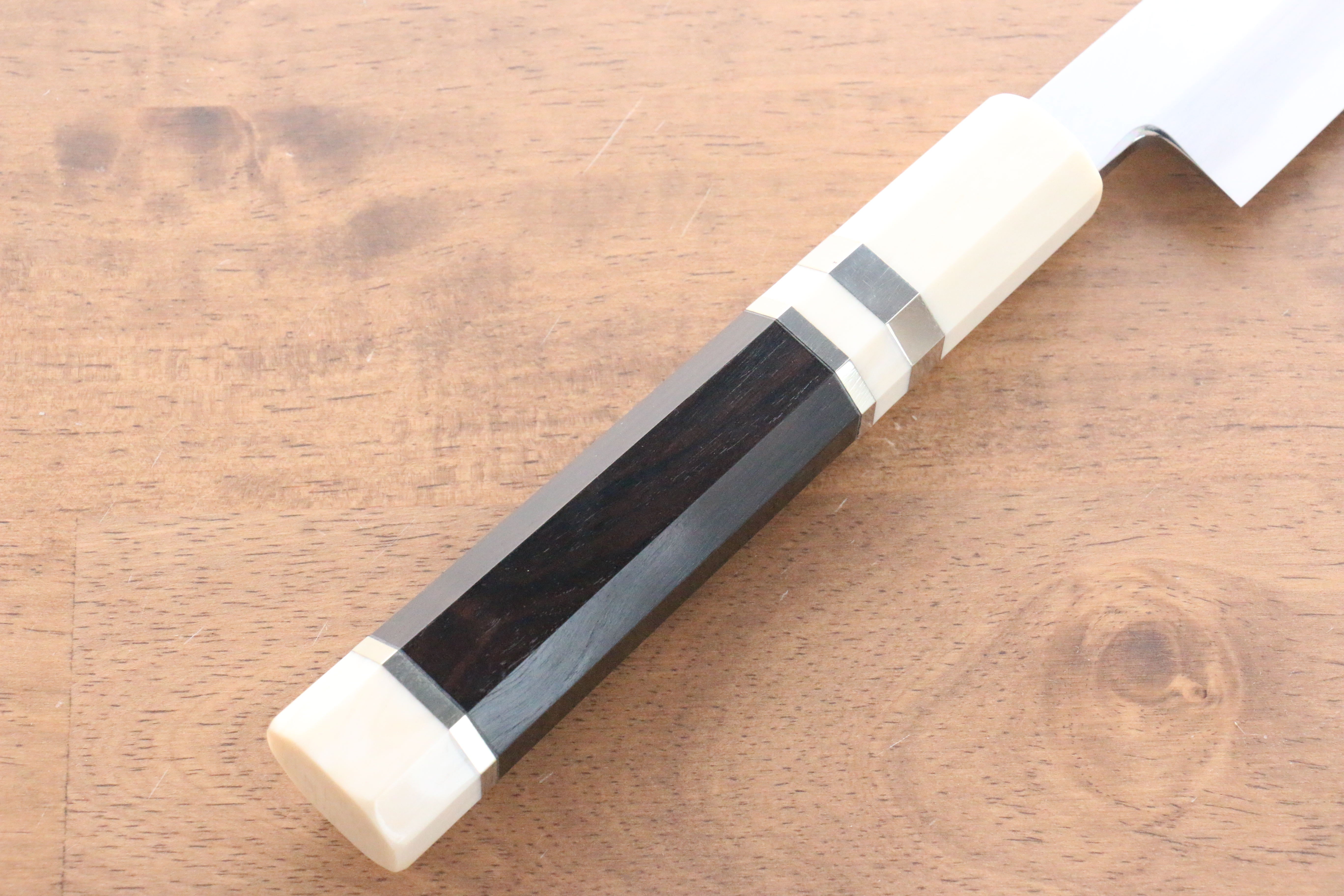 Jikko Shiko Blue Steel Sakimaru Yanagiba 300mm Ebony with Double Ring Handle - Japanny - Best Japanese Knife