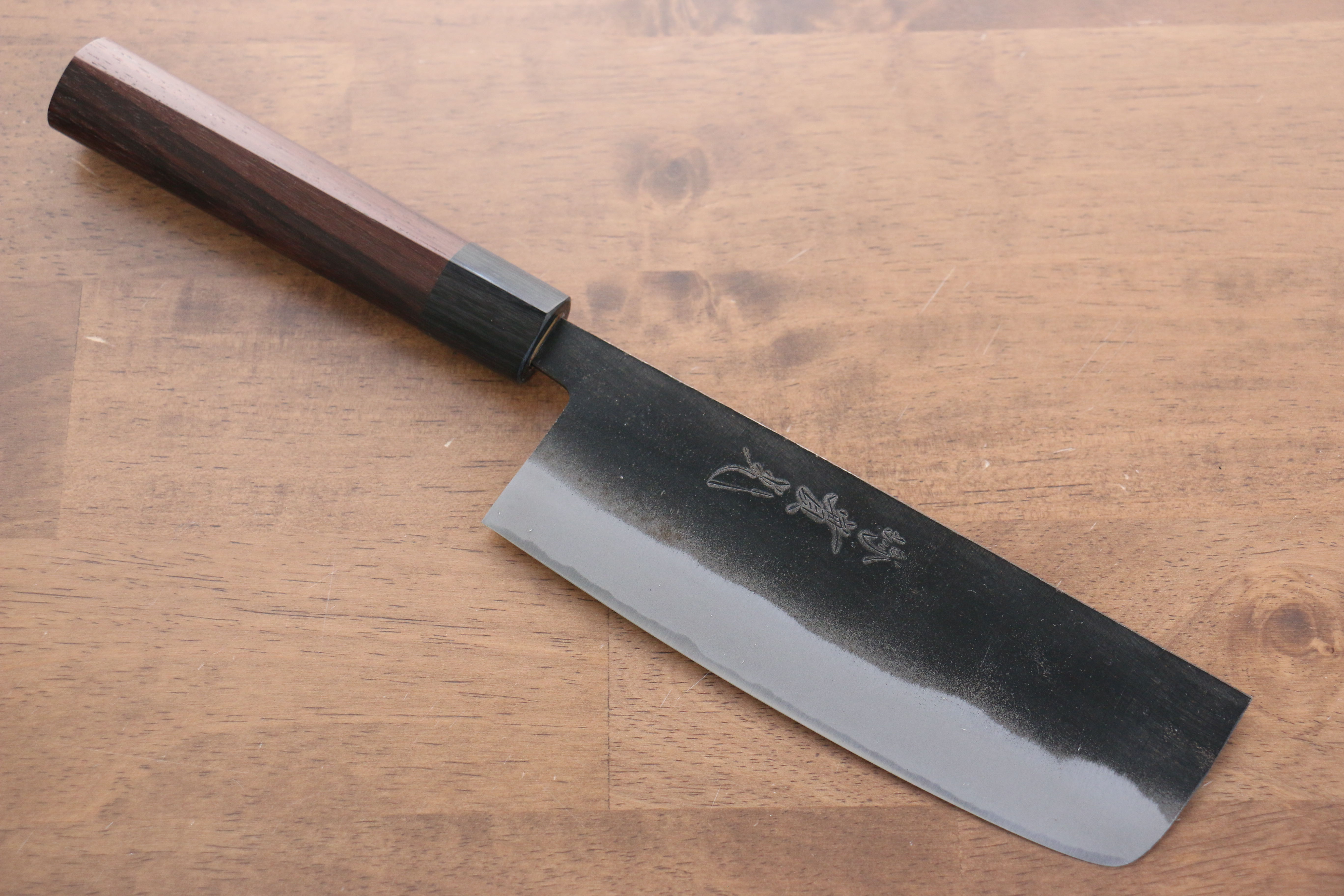 Jikko White Steel No.2 Black Finished Nakiri 165mm Shitan Handle - Japanny - Best Japanese Knife