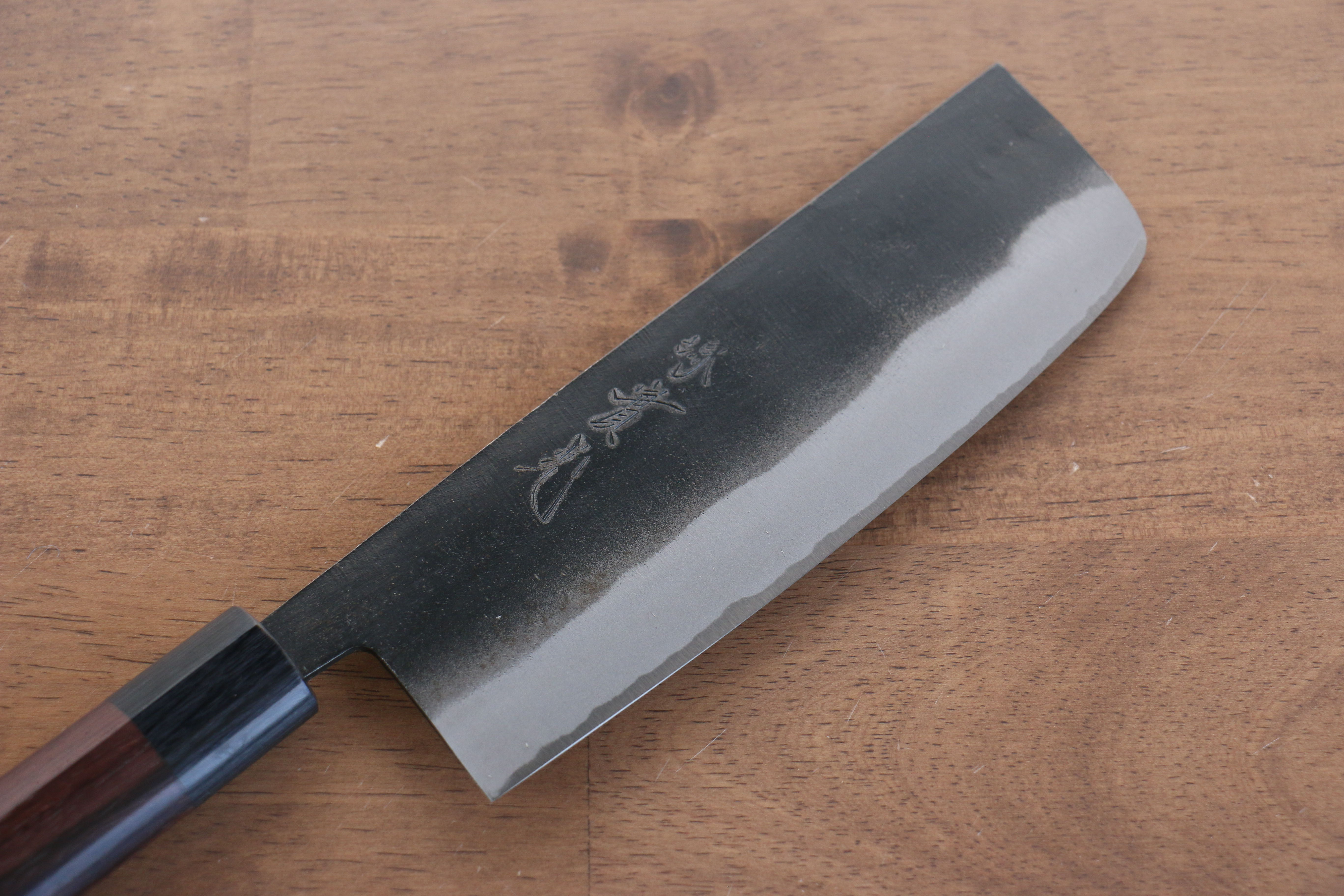 Jikko White Steel No.2 Black Finished Nakiri 165mm Shitan Handle - Japanny - Best Japanese Knife