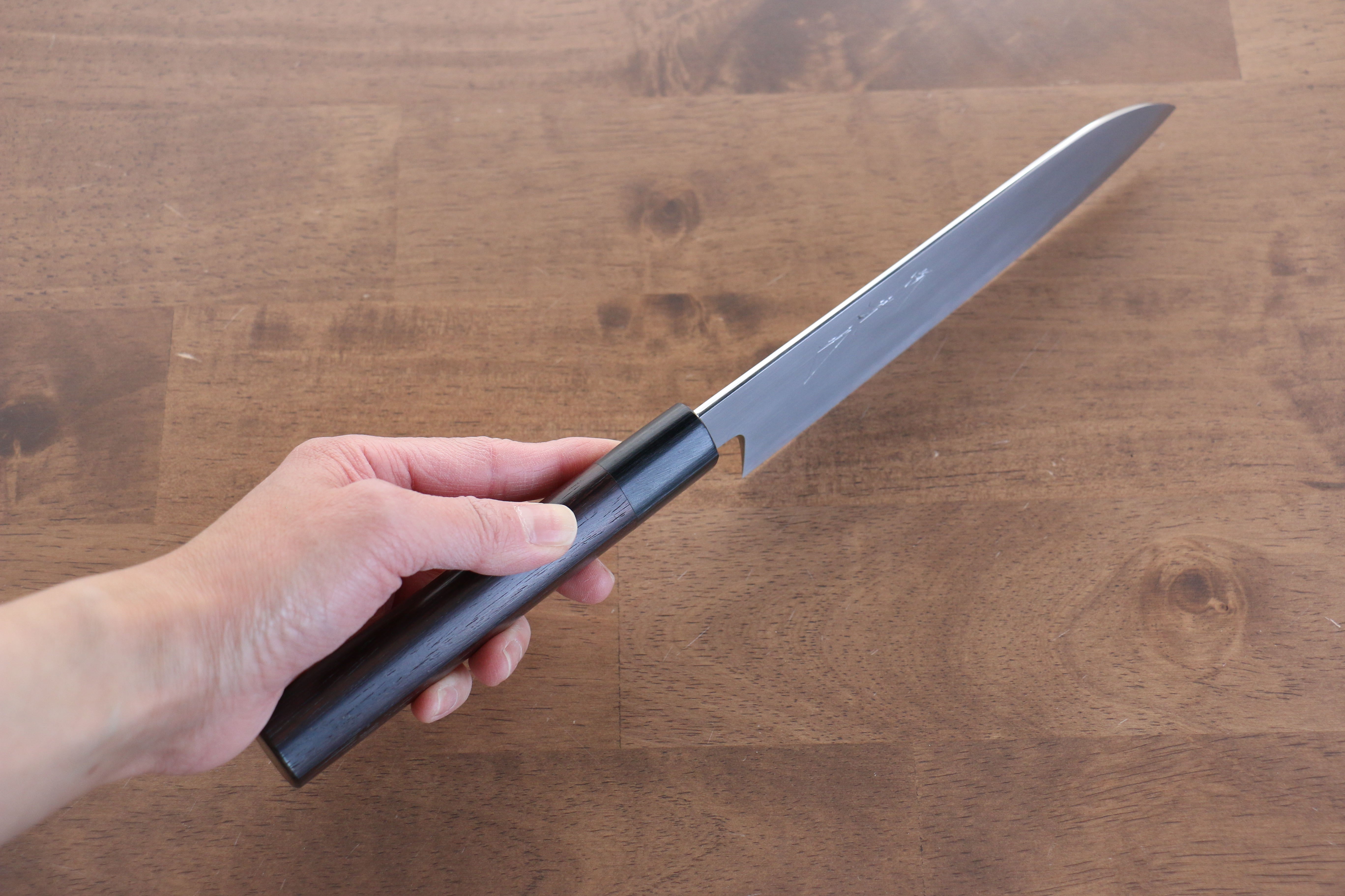 Jikko White Steel No.2 Santoku 180mm Shitan Handle - Japanny - Best Japanese Knife