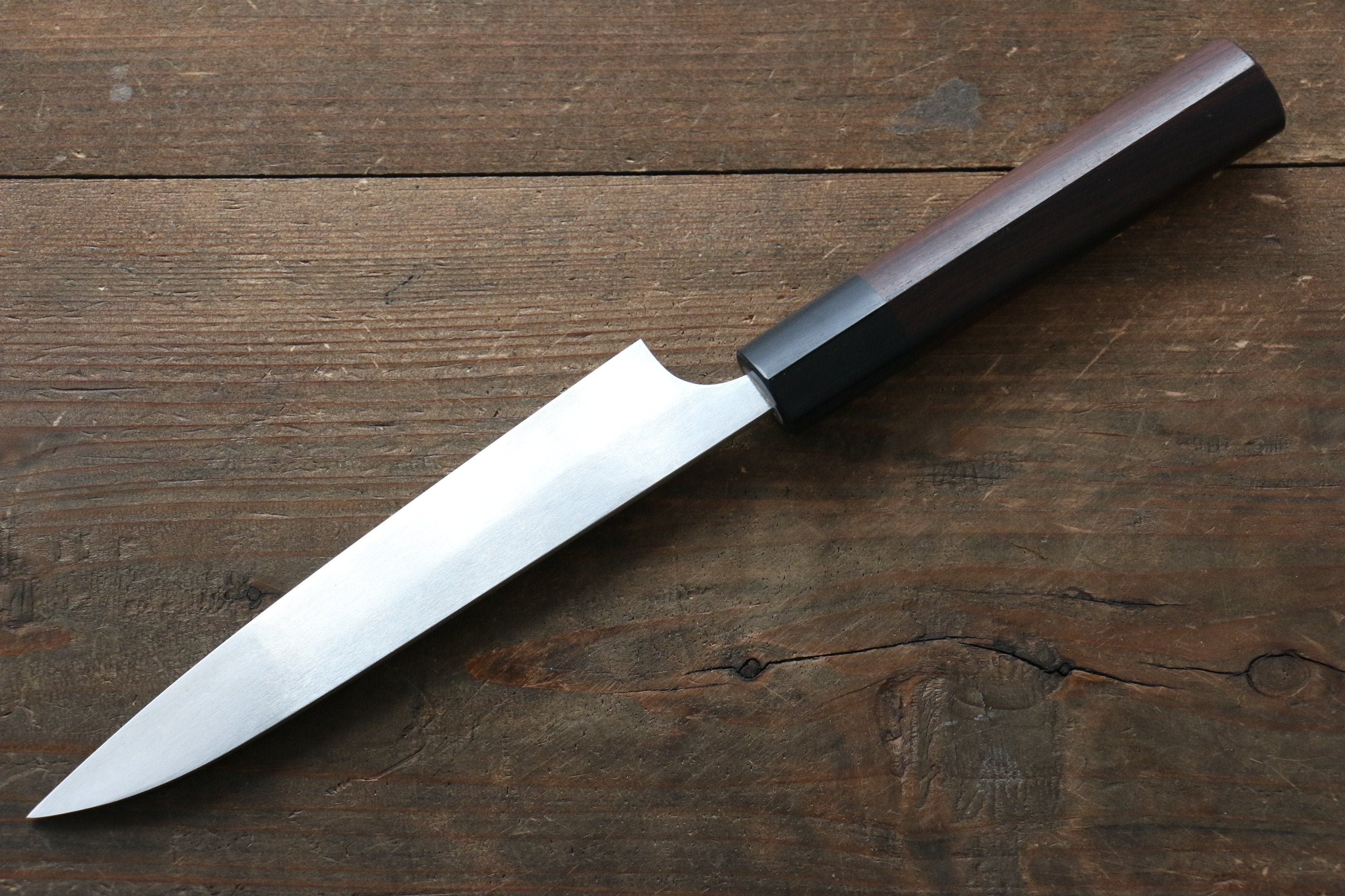 Shungo Ogata Silver Steel No.3 Damascus Petty-Utility 150mm Shitan Handle - Japanny - Best Japanese Knife