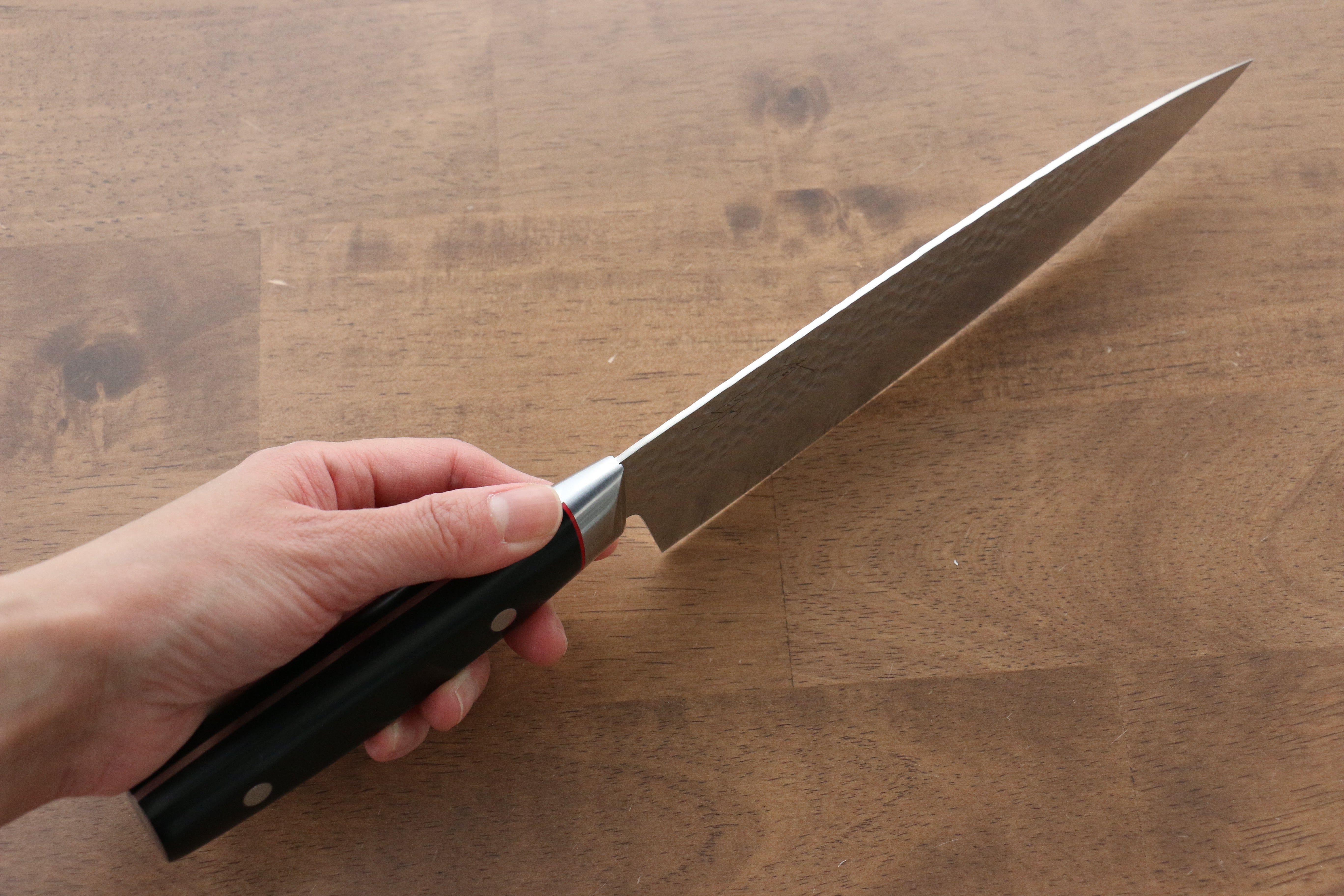 Seisuke PRO-J VG10 Hammered Gyuto 200mm Black Micarta Handle - Japanny - Best Japanese Knife