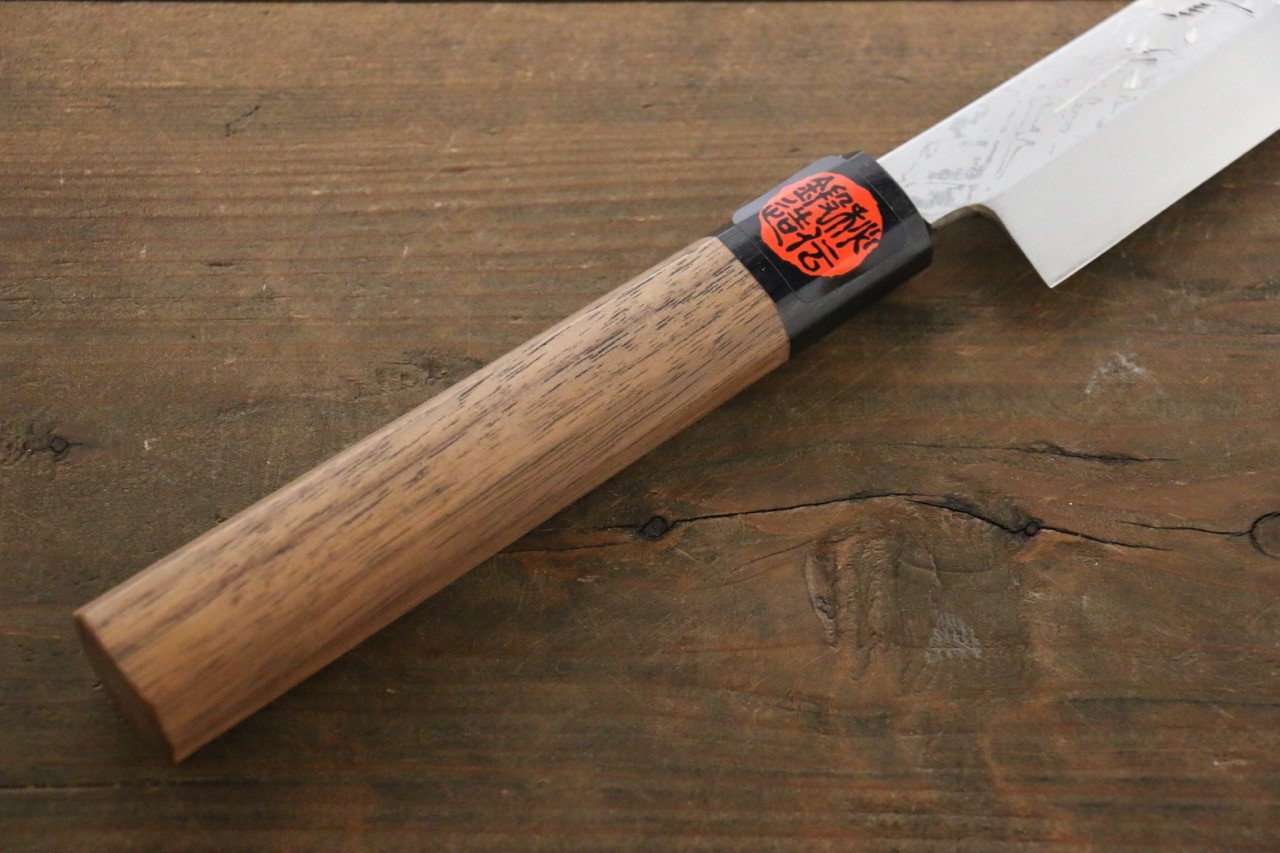 Shigeki Tanaka Blue Steel No.2 Damascus Sakimaru Takohiki 300mm Walnut Handle - Japanny - Best Japanese Knife