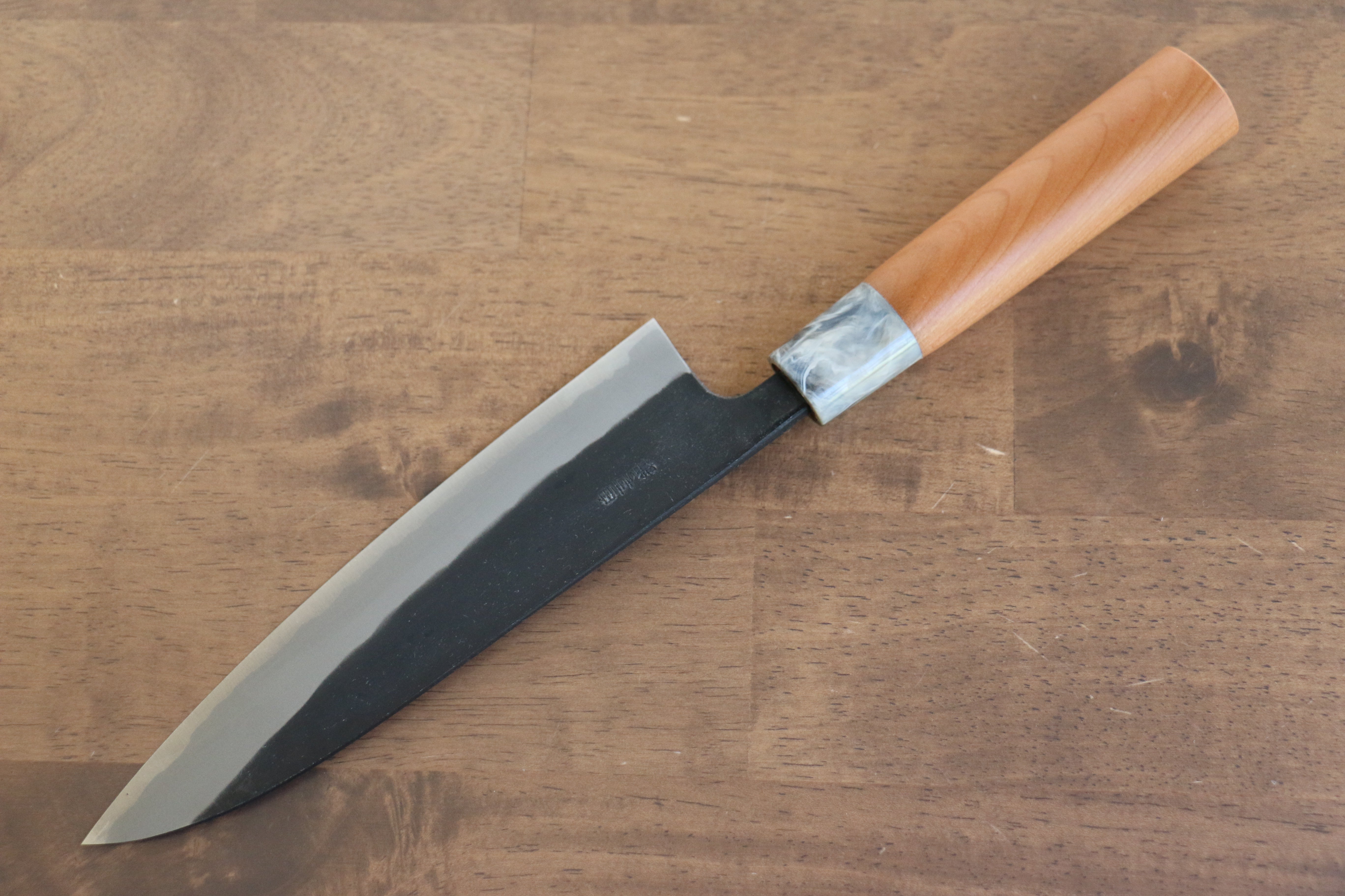Nao Yamamoto White Steel No.2 Kurouchi Gyuto 180mm Cherry Wood Handle - Japanny - Best Japanese Knife