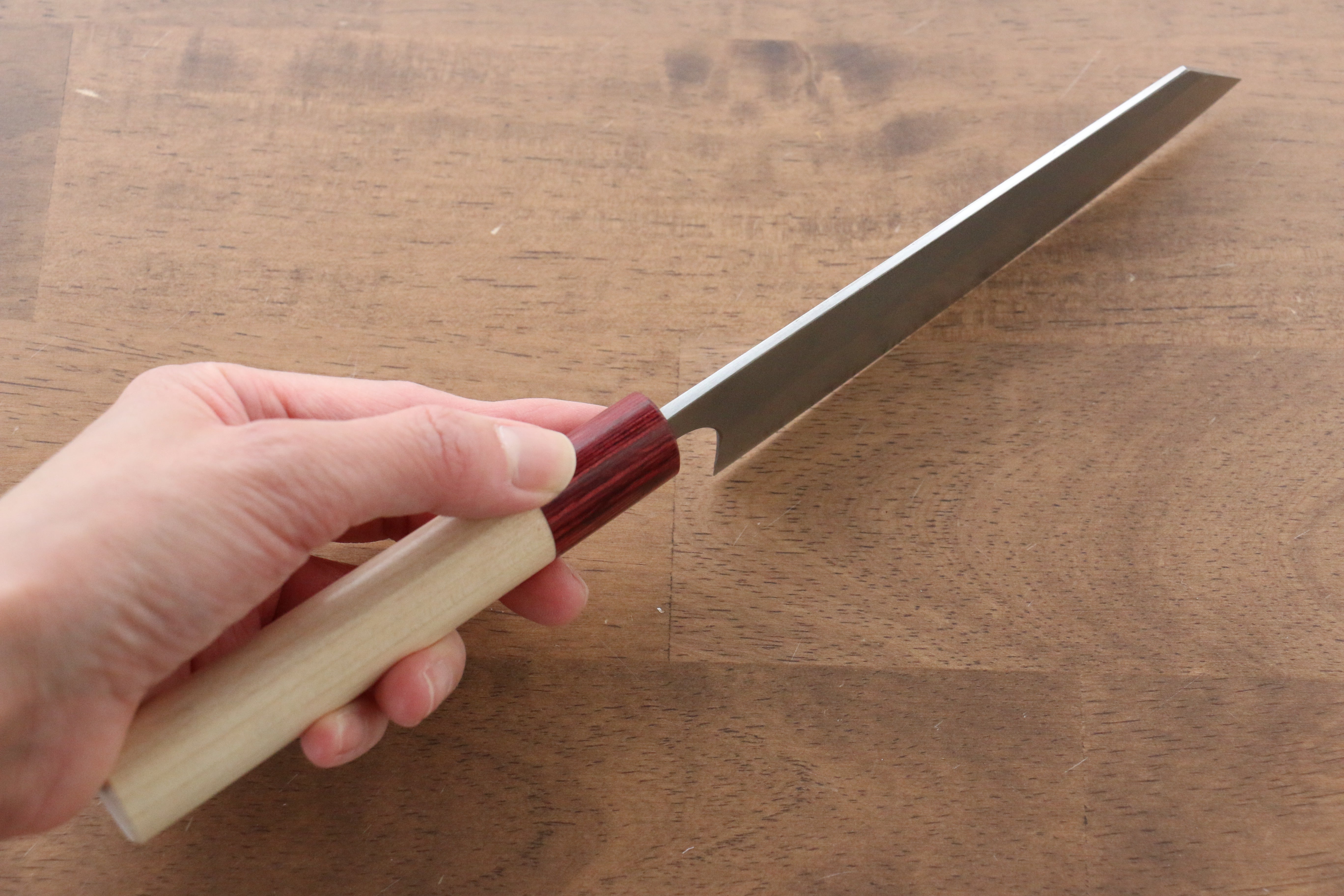 Masakage Yuki White Steel No.2 Nashiji Small Bunka 130mm Magnolia Handle - Japanny - Best Japanese Knife