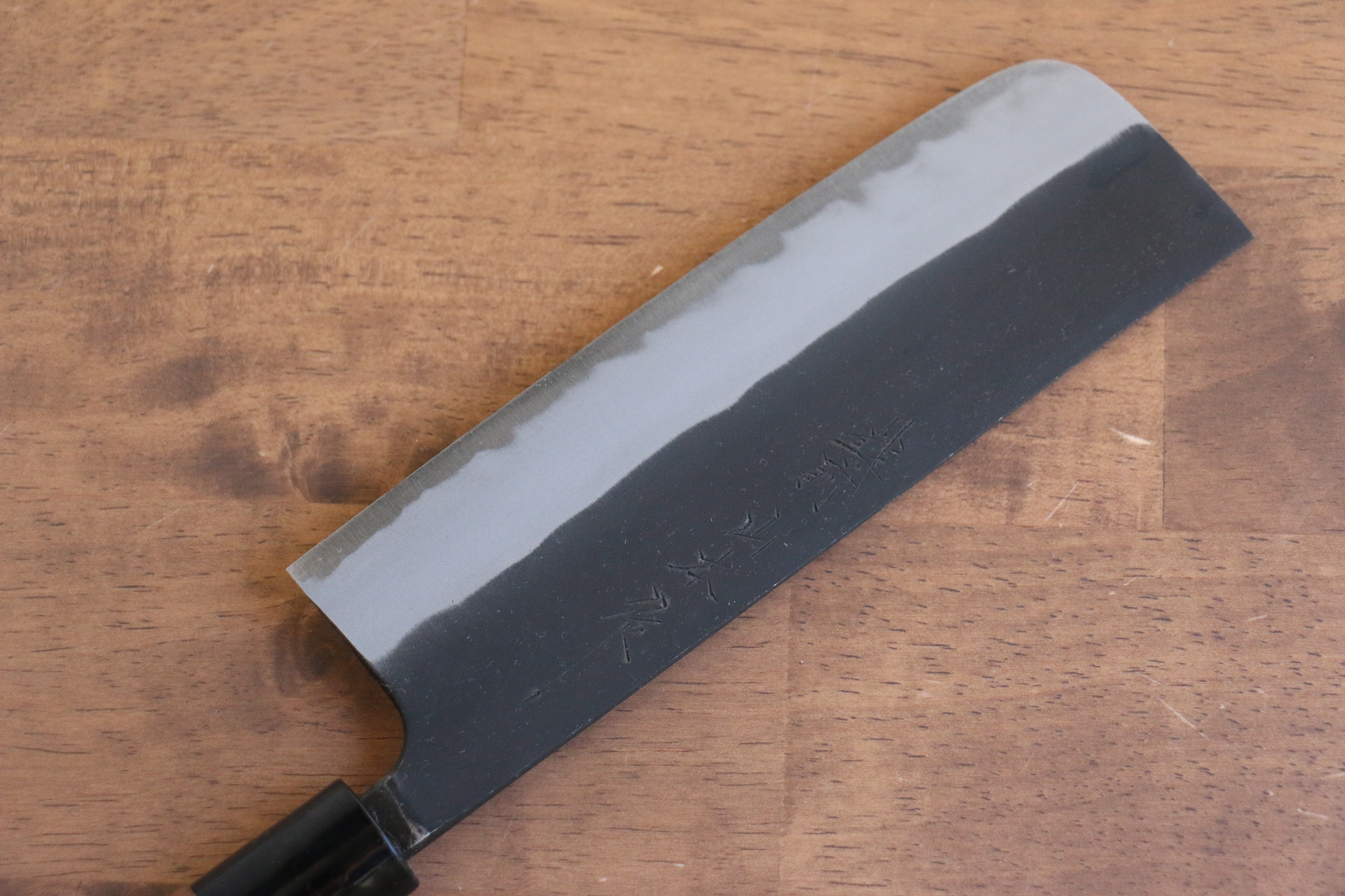 Nao Yamamoto Blue Steel Kurouchi Nakiri 165mm Walnut Handle - Japanny - Best Japanese Knife