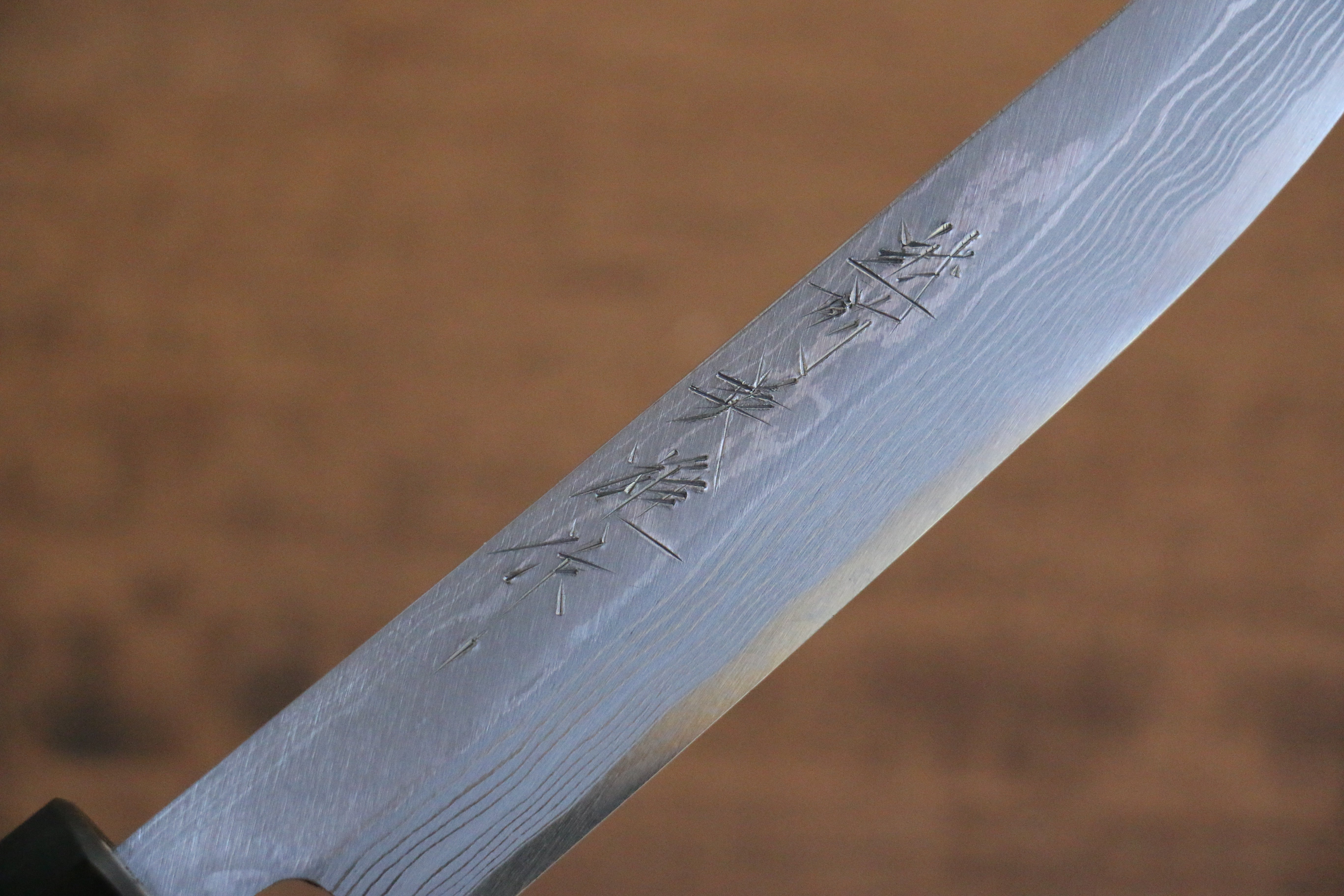 Hideo Kitaoka White Steel No.2 Damascus Matsuba 120mm Shitan Handle - Japanny - Best Japanese Knife