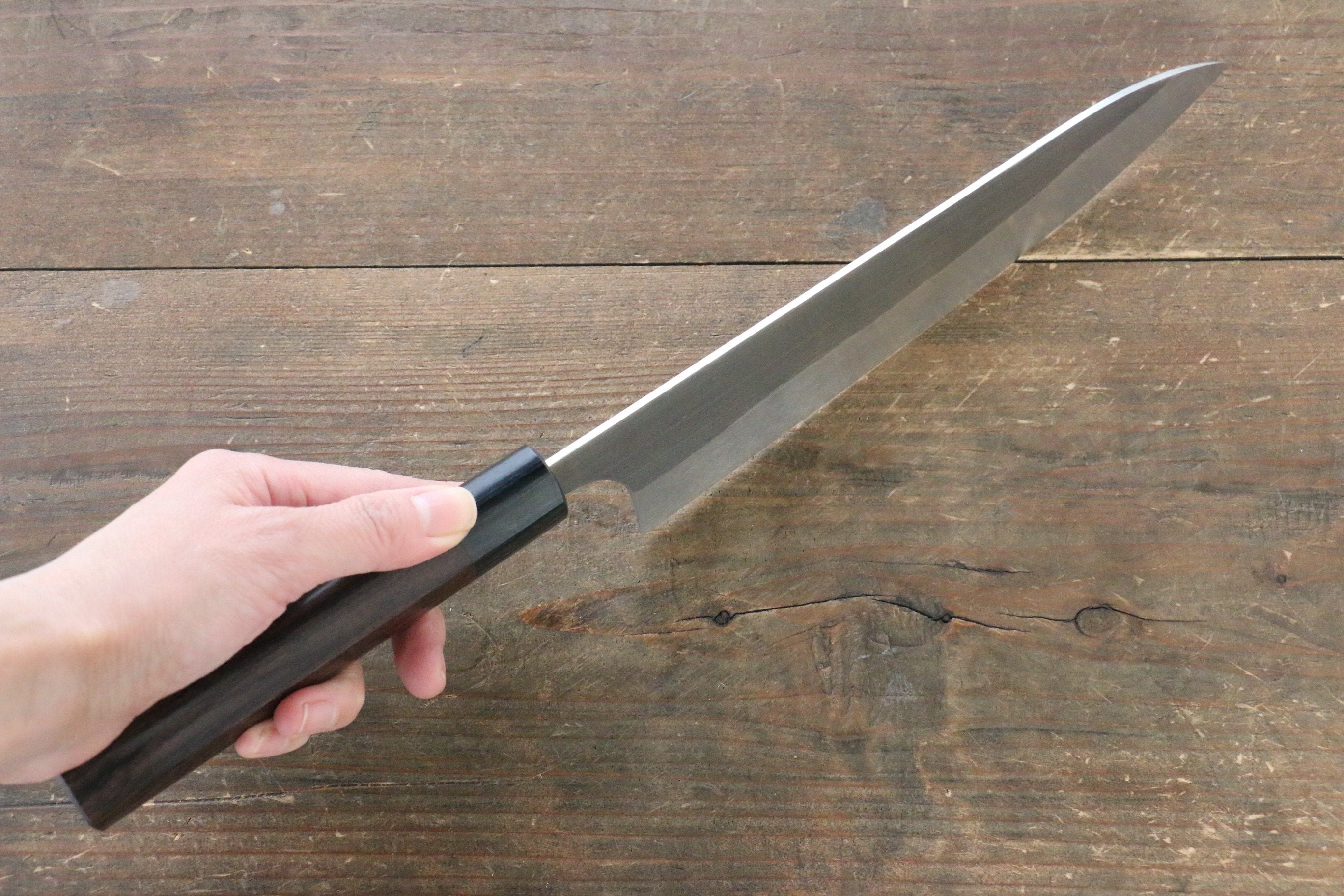 Shungo Ogata SG2 Kurouchi Black Finished Gyuto 210mm Shitan Handle - Japanny - Best Japanese Knife